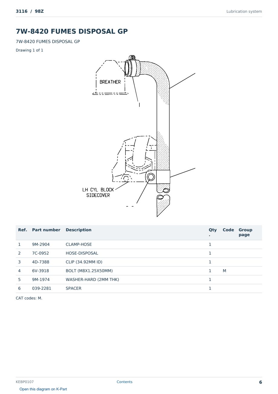 Caterpillar 3116 S/N 98Z Partsbook KEBP0107 (English) - sample page 6 of 10 Caterpillar 3116 S/N 98Z Partsbook KEBP0107 (English) - sample page 6 of 10