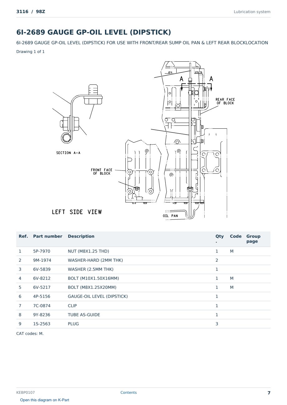 Caterpillar 3116 S/N 98Z Partsbook KEBP0107 (English) - sample page 7 of 10 Caterpillar 3116 S/N 98Z Partsbook KEBP0107 (English) - sample page 7 of 10