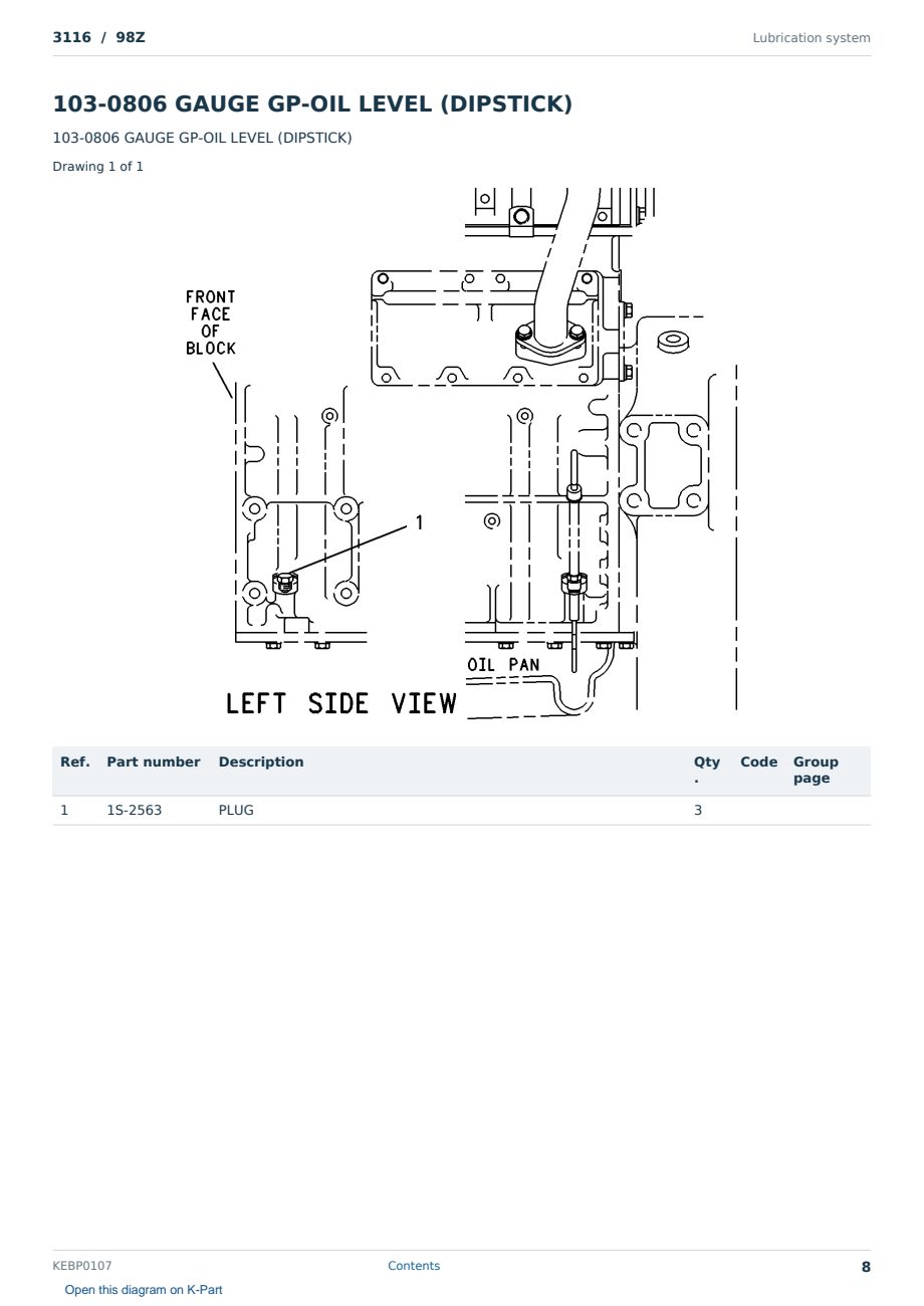 Caterpillar 3116 S/N 98Z Partsbook KEBP0107 (English) - sample page 8 of 10 Caterpillar 3116 S/N 98Z Partsbook KEBP0107 (English) - sample page 8 of 10