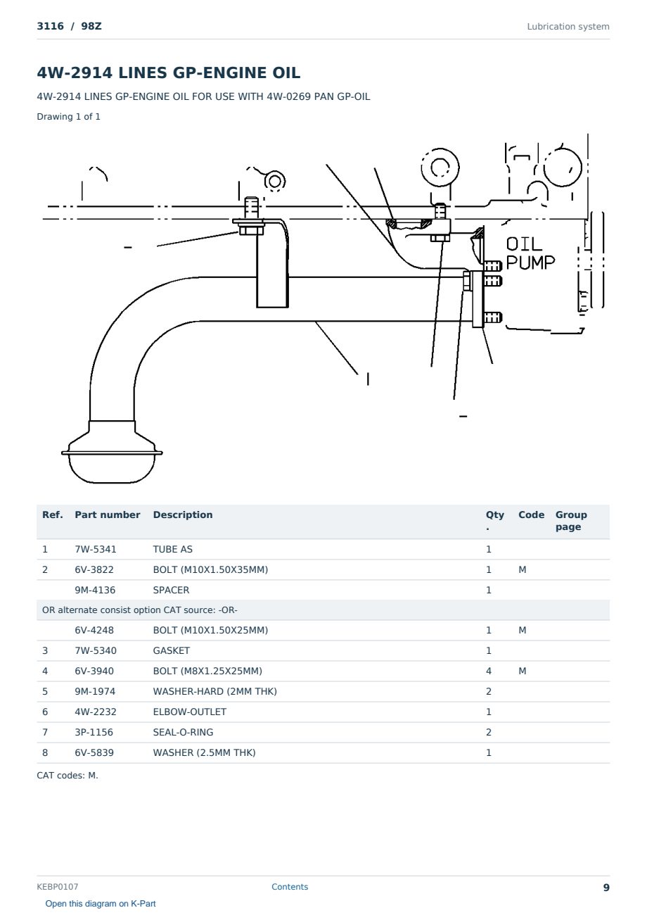 Caterpillar 3116 S/N 98Z Partsbook KEBP0107 (English) - sample page 9 of 10 Caterpillar 3116 S/N 98Z Partsbook KEBP0107 (English) - sample page 9 of 10