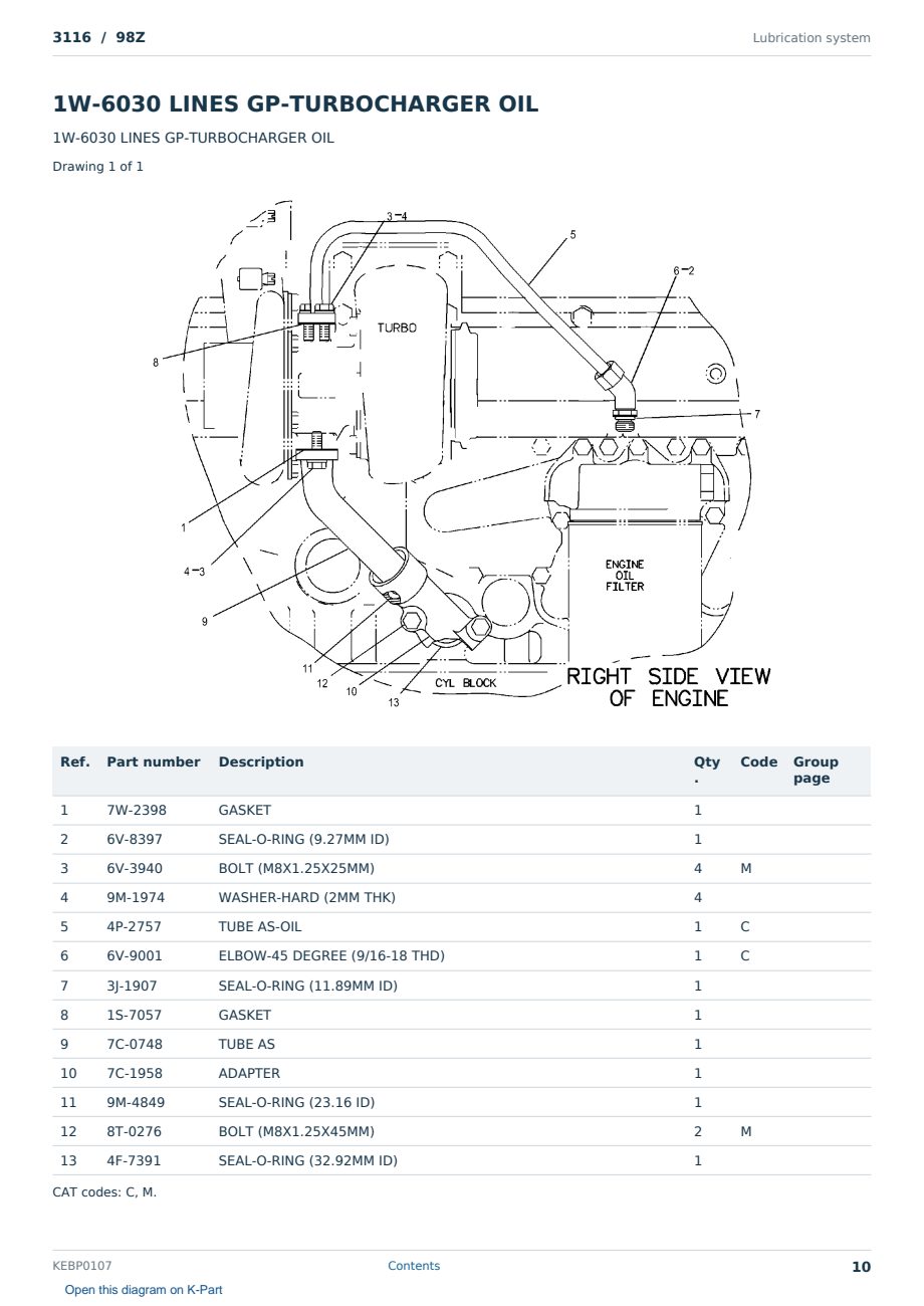 Caterpillar 3116 S/N 98Z Partsbook KEBP0107 (English) - sample page 10 of 10 Caterpillar 3116 S/N 98Z Partsbook KEBP0107 (English) - sample page 10 of 10