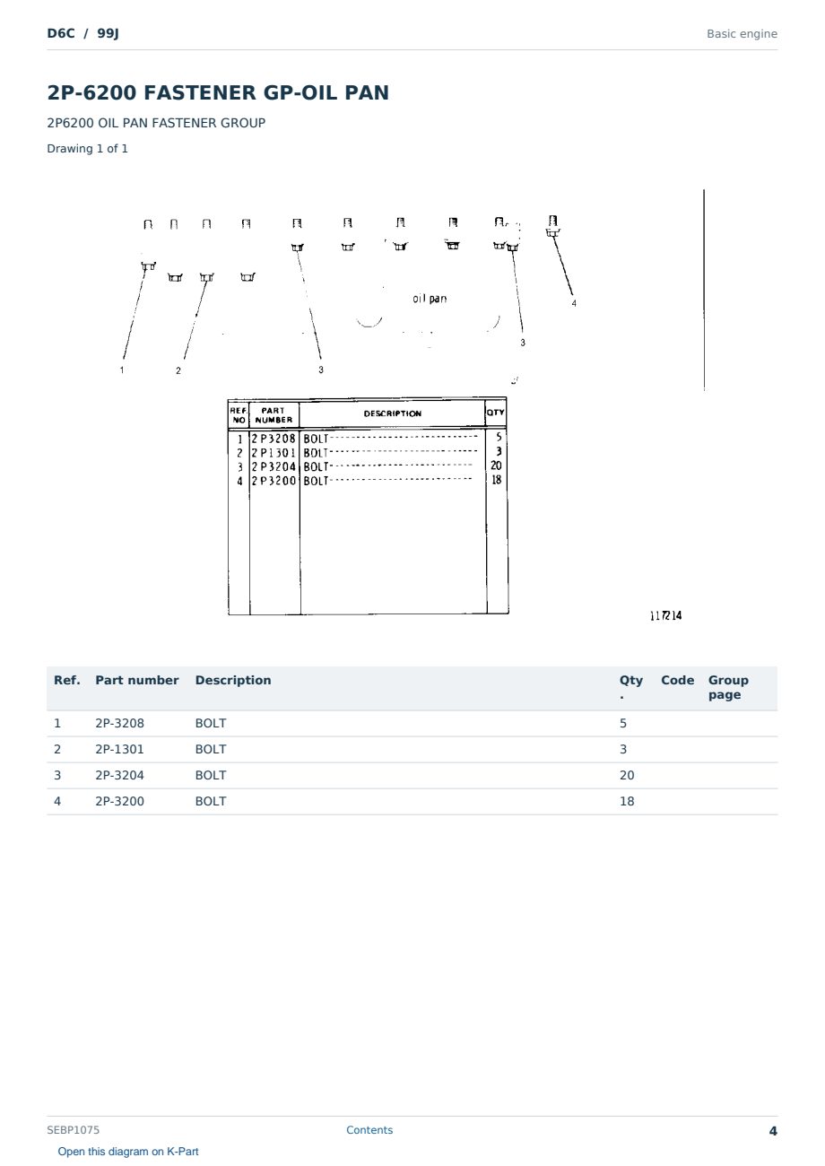 Caterpillar D6C S/N 99J Partsbook SEBP1075 (English) - sample page 4 of 10 Caterpillar D6C S/N 99J Partsbook SEBP1075 (English) - sample page 4 of 10