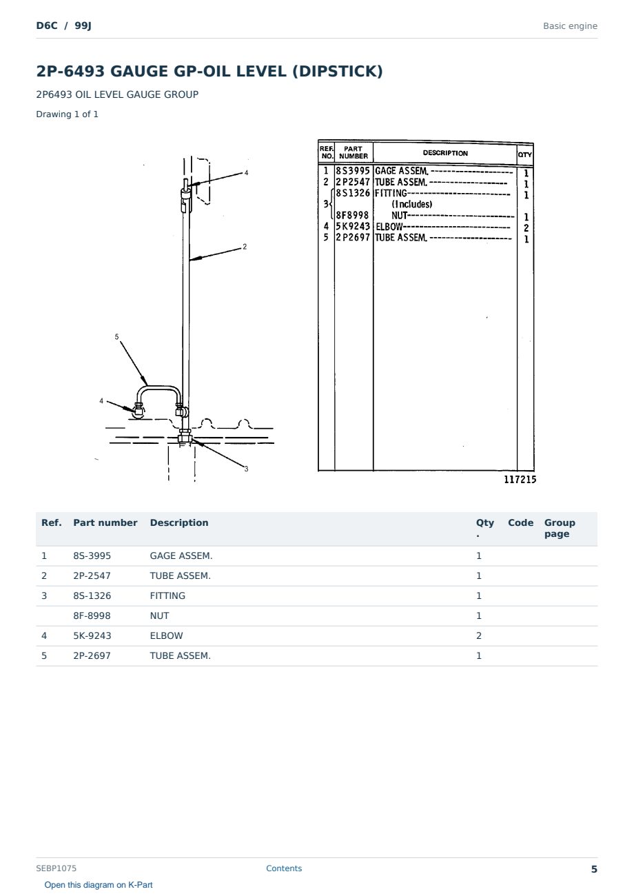 Caterpillar D6C S/N 99J Partsbook SEBP1075 (English) - sample page 5 of 10 Caterpillar D6C S/N 99J Partsbook SEBP1075 (English) - sample page 5 of 10
