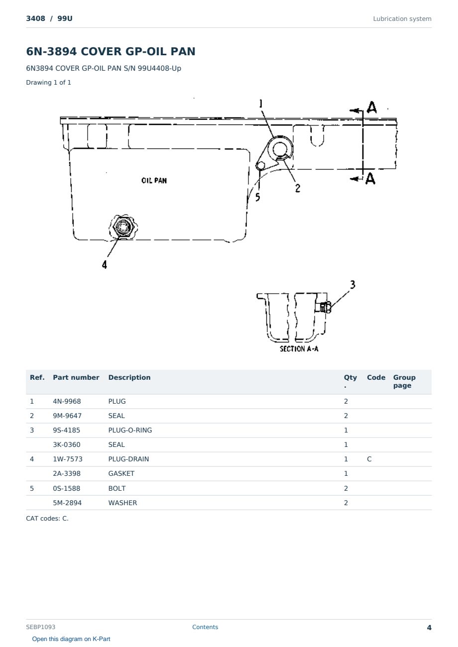 Caterpillar 3408 S/N 99U Partsbook SEBP1093 (English) - sample page 4 of 10 Caterpillar 3408 S/N 99U Partsbook SEBP1093 (English) - sample page 4 of 10