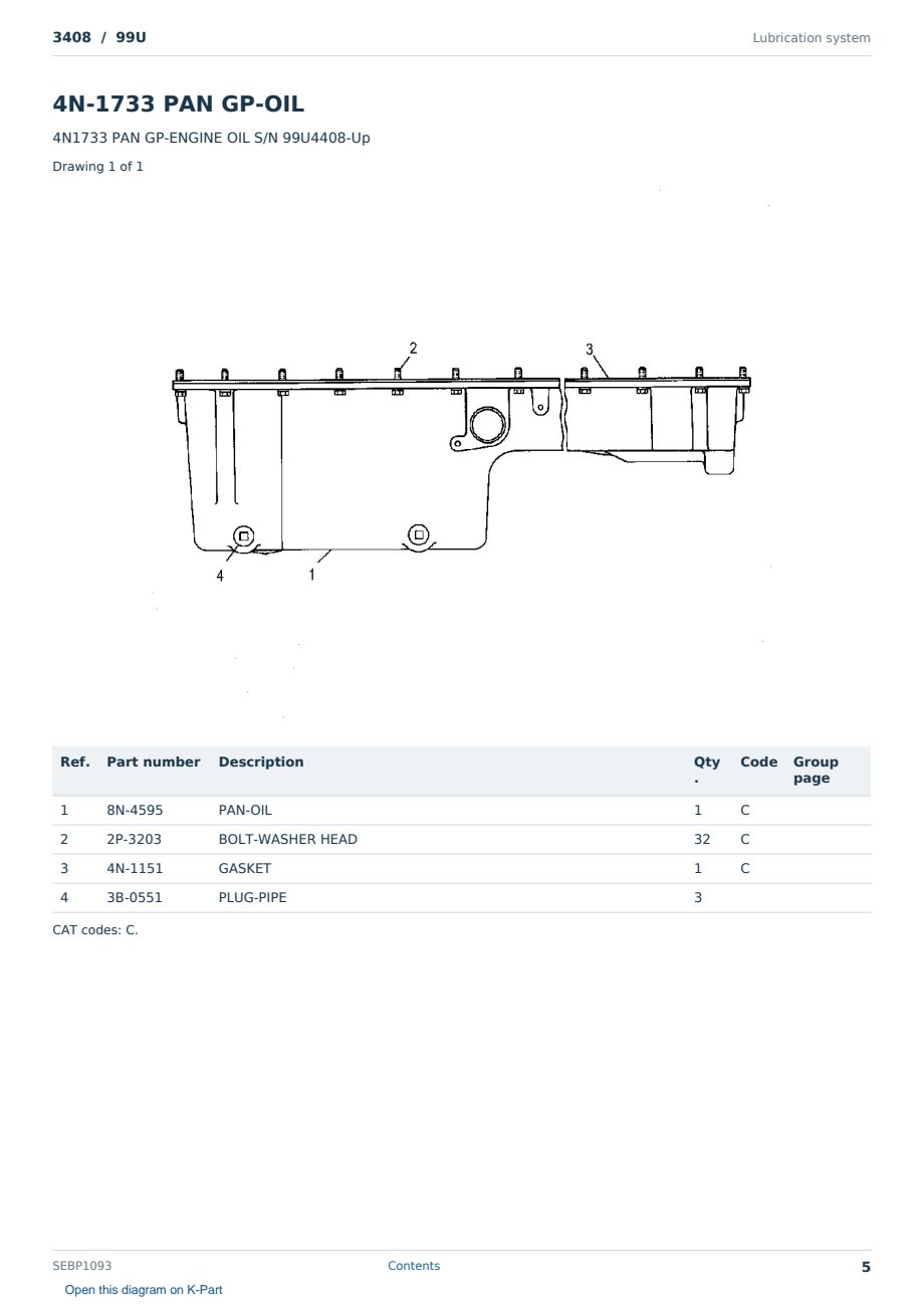 Caterpillar 3408 S/N 99U Partsbook SEBP1093 (English) - sample page 5 of 10 Caterpillar 3408 S/N 99U Partsbook SEBP1093 (English) - sample page 5 of 10
