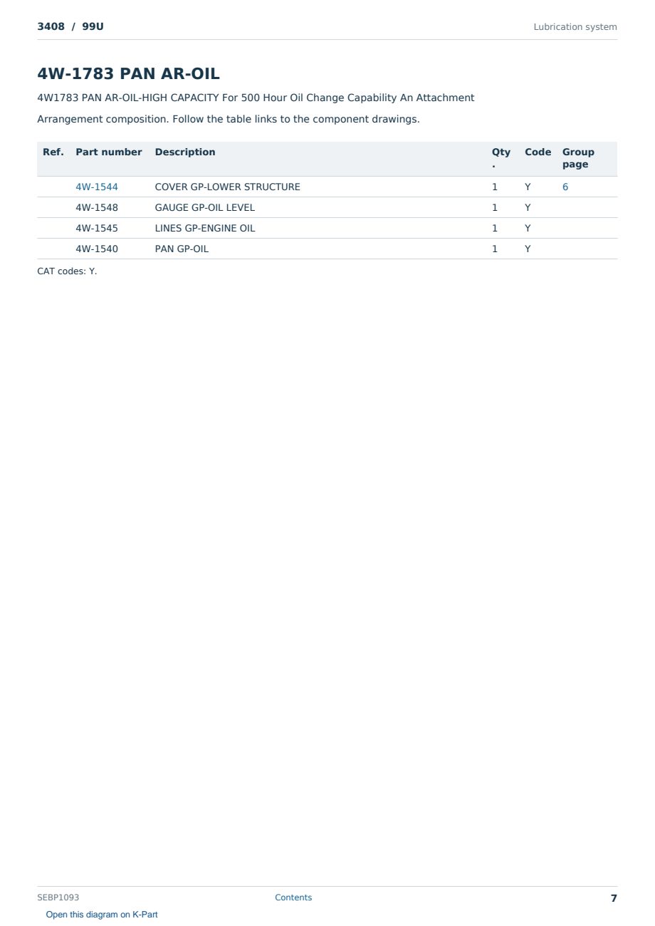Caterpillar 3408 S/N 99U Partsbook SEBP1093 (English) - sample page 7 of 10 Caterpillar 3408 S/N 99U Partsbook SEBP1093 (English) - sample page 7 of 10