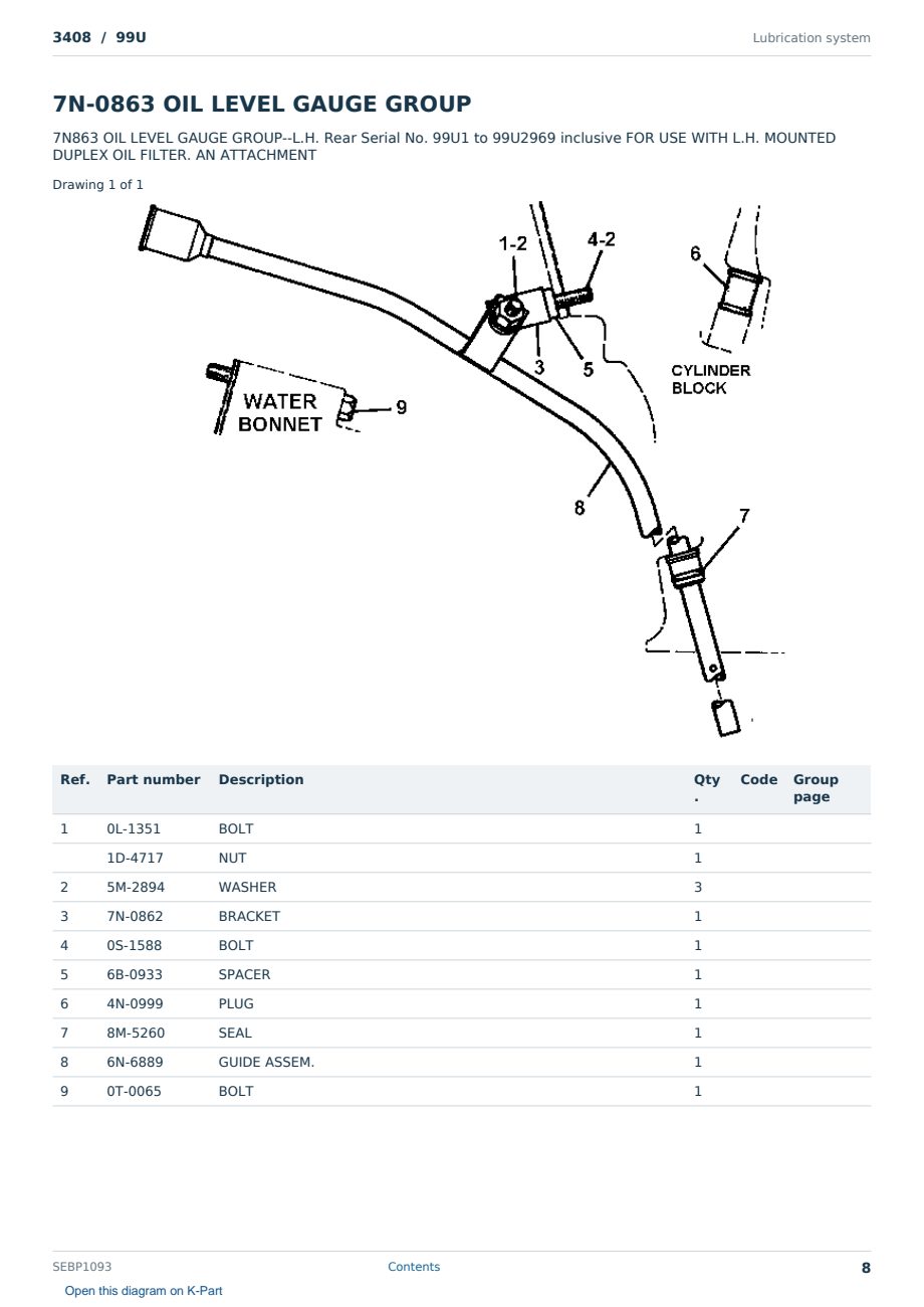 Caterpillar 3408 S/N 99U Partsbook SEBP1093 (English) - sample page 8 of 10 Caterpillar 3408 S/N 99U Partsbook SEBP1093 (English) - sample page 8 of 10