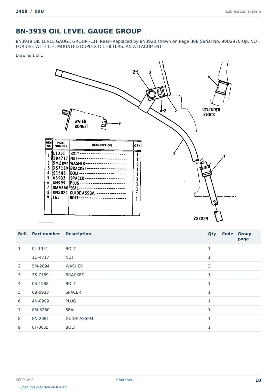 Caterpillar 3408 S/N 99U Partsbook SEBP1093 (English) - sample page 10 of 10 Caterpillar 3408 S/N 99U Partsbook SEBP1093 (English) - sample page 10 of 10