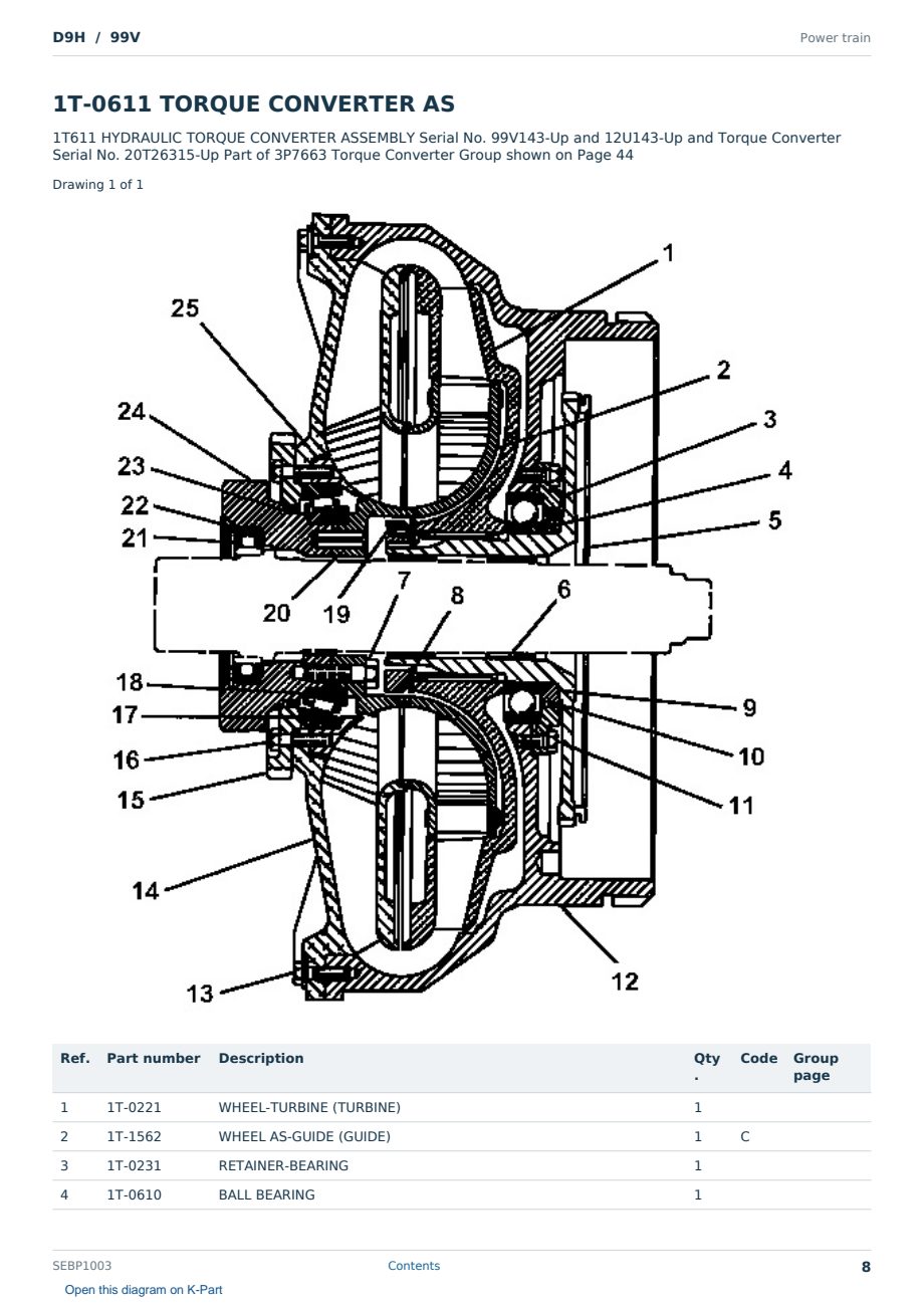 Caterpillar D9H S/N 99V Partsbook SEBP1003 (English) - sample page 8 of 10 Caterpillar D9H S/N 99V Partsbook SEBP1003 (English) - sample page 8 of 10