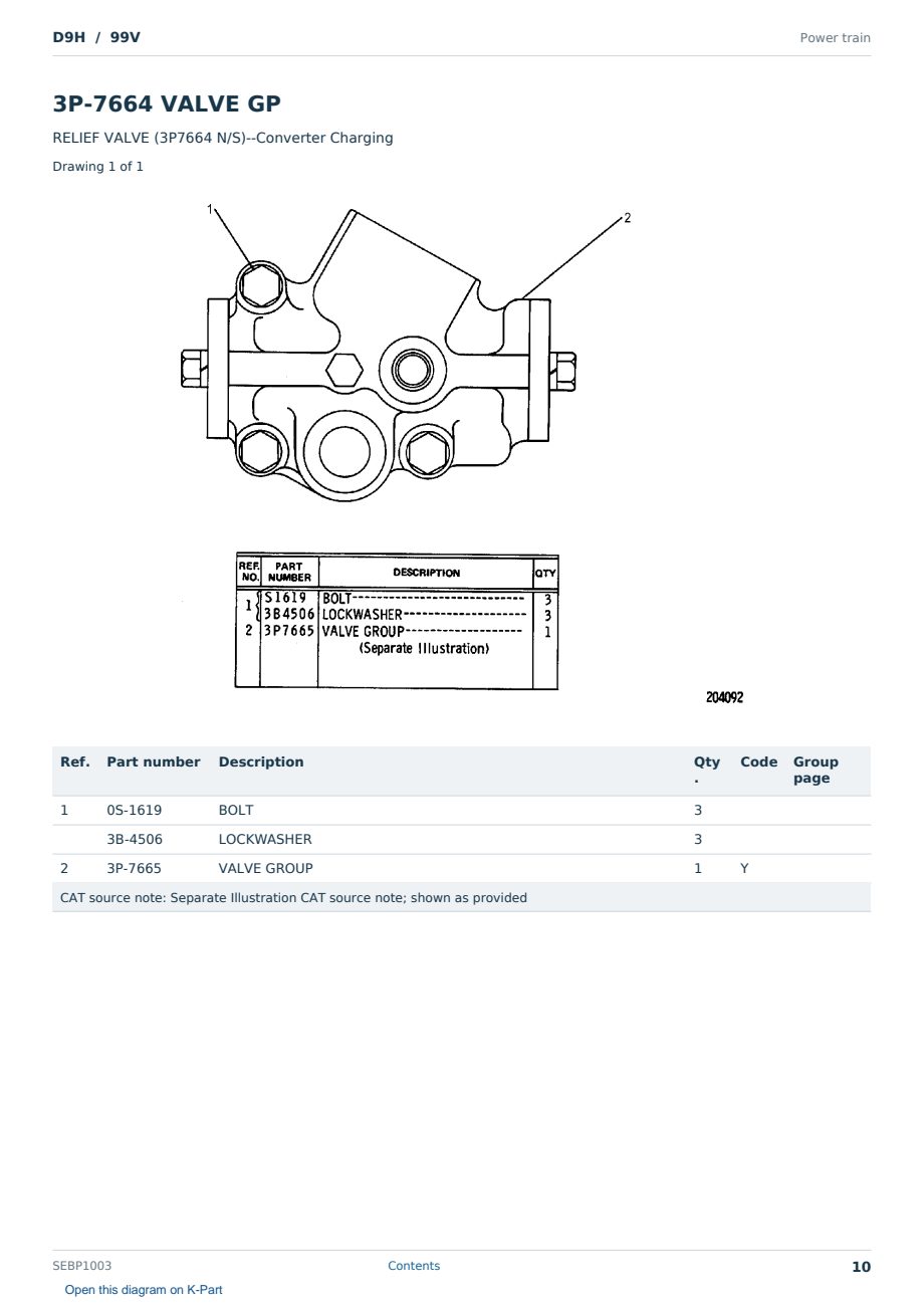 Caterpillar D9H S/N 99V Partsbook SEBP1003 (English) - sample page 10 of 10 Caterpillar D9H S/N 99V Partsbook SEBP1003 (English) - sample page 10 of 10