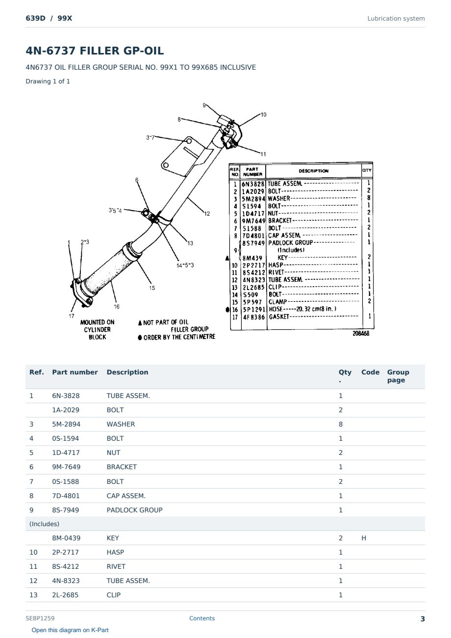 Caterpillar 639D S/N 99X Partsbook SEBP1259 (English) - sample page 3 of 10 Caterpillar 639D S/N 99X Partsbook SEBP1259 (English) - sample page 3 of 10
