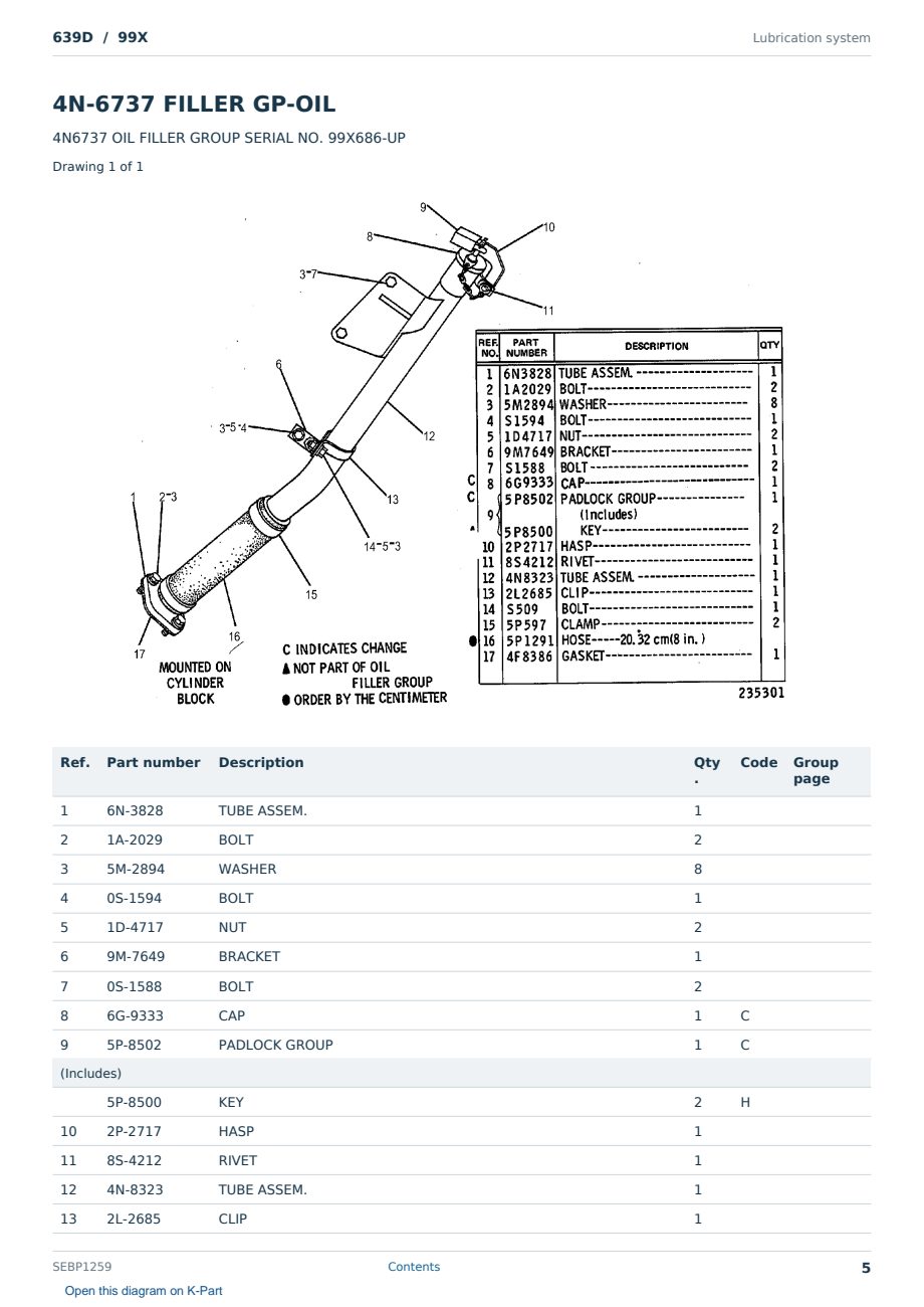 Caterpillar 639D S/N 99X Partsbook SEBP1259 (English) - sample page 5 of 10 Caterpillar 639D S/N 99X Partsbook SEBP1259 (English) - sample page 5 of 10