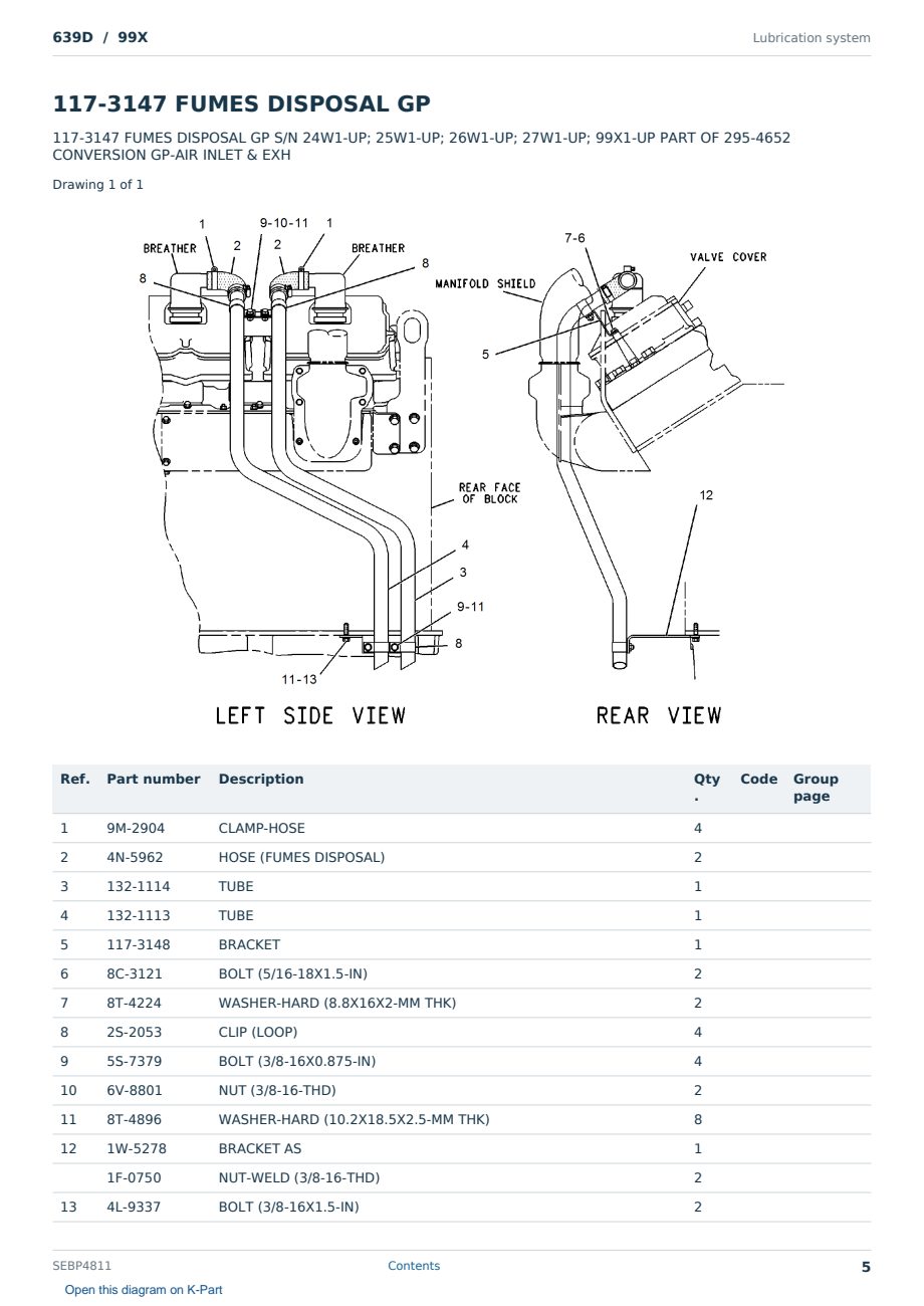 Caterpillar 639D S/N 99X Partsbook SEBP4811 (English) - sample page 5 of 10 Caterpillar 639D S/N 99X Partsbook SEBP4811 (English) - sample page 5 of 10