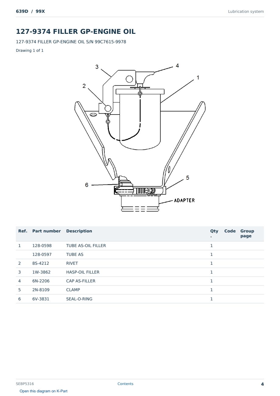 Caterpillar 639D S/N 99X Partsbook SEBP5316 (English) - sample page 4 of 10 Caterpillar 639D S/N 99X Partsbook SEBP5316 (English) - sample page 4 of 10