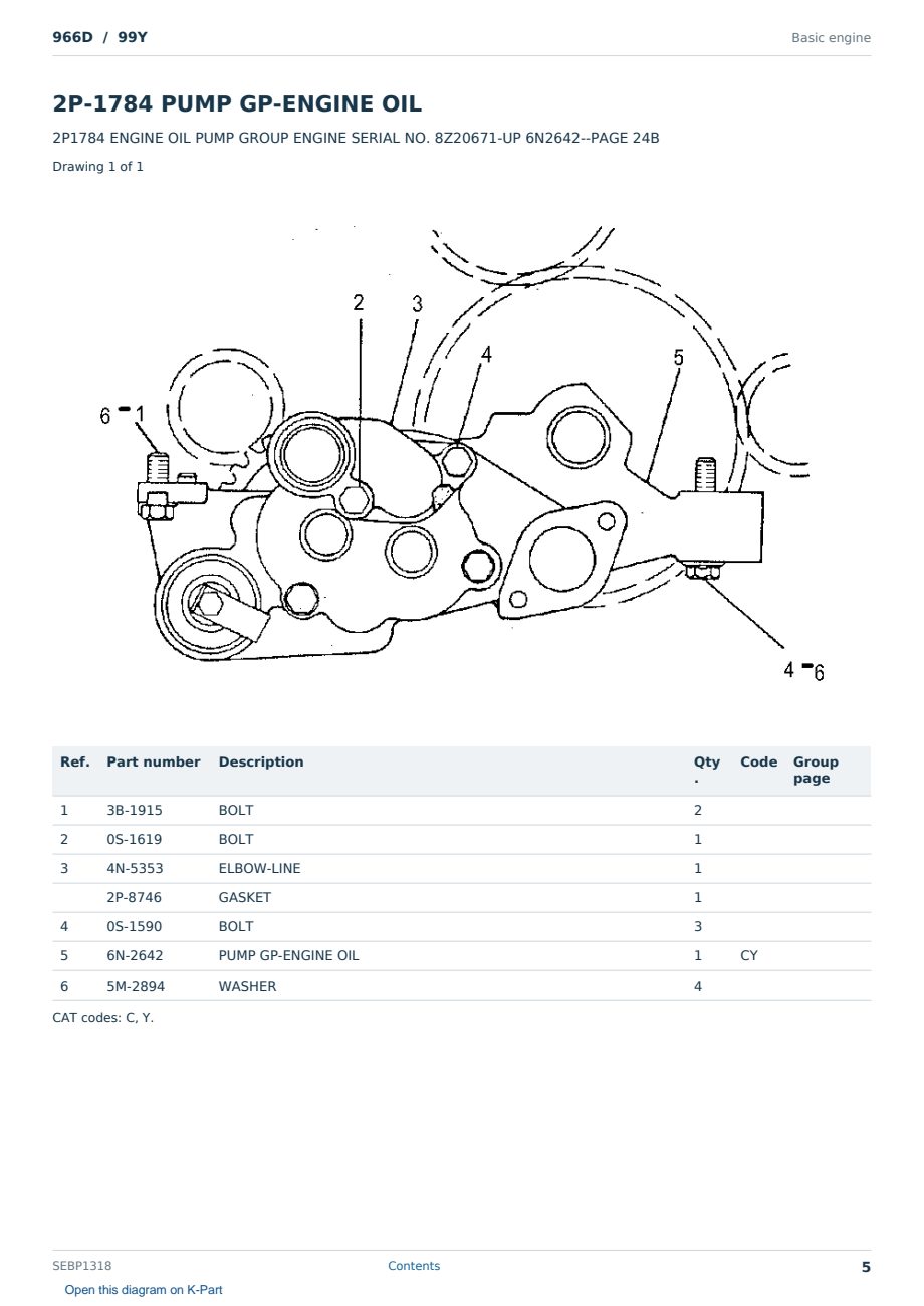 Caterpillar 966D S/N 99Y Partsbook SEBP1318 (English) - sample page 5 of 10 Caterpillar 966D S/N 99Y Partsbook SEBP1318 (English) - sample page 5 of 10