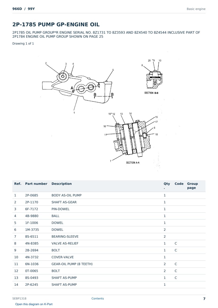 Caterpillar 966D S/N 99Y Partsbook SEBP1318 (English) - sample page 7 of 10 Caterpillar 966D S/N 99Y Partsbook SEBP1318 (English) - sample page 7 of 10