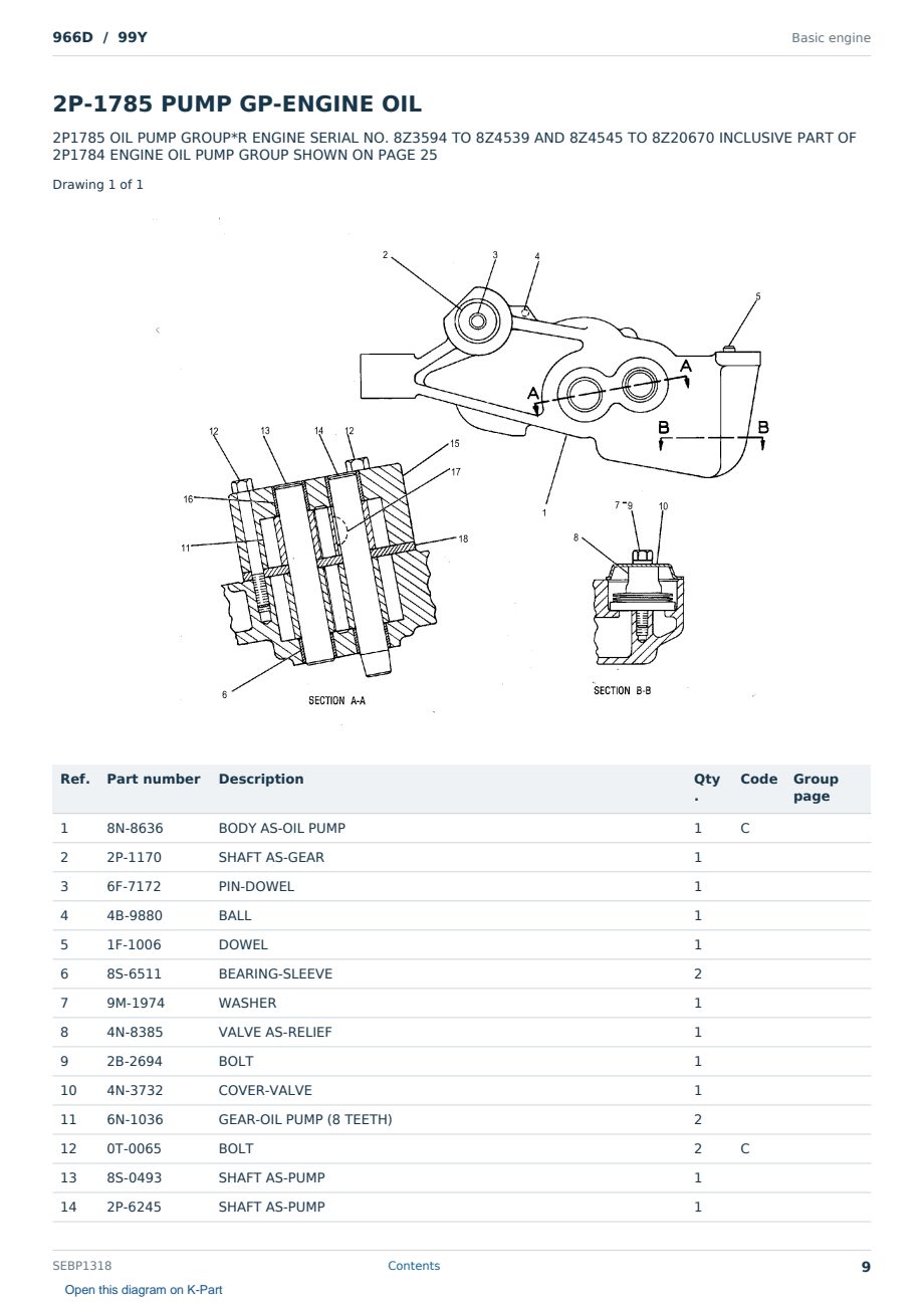 Caterpillar 966D S/N 99Y Partsbook SEBP1318 (English) - sample page 9 of 10 Caterpillar 966D S/N 99Y Partsbook SEBP1318 (English) - sample page 9 of 10