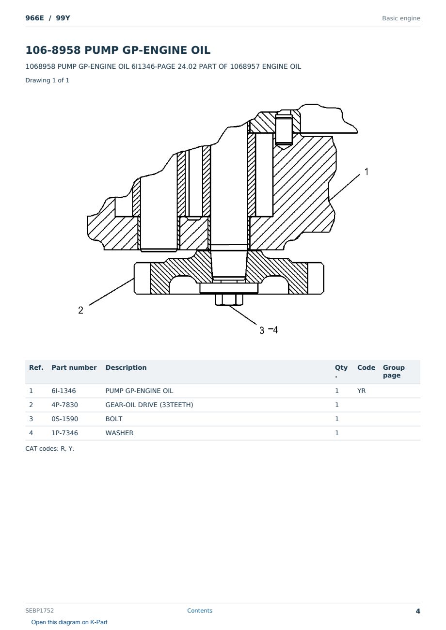 Caterpillar 966E S/N 99Y Partsbook SEBP1752 (English) - sample page 4 of 10 Caterpillar 966E S/N 99Y Partsbook SEBP1752 (English) - sample page 4 of 10