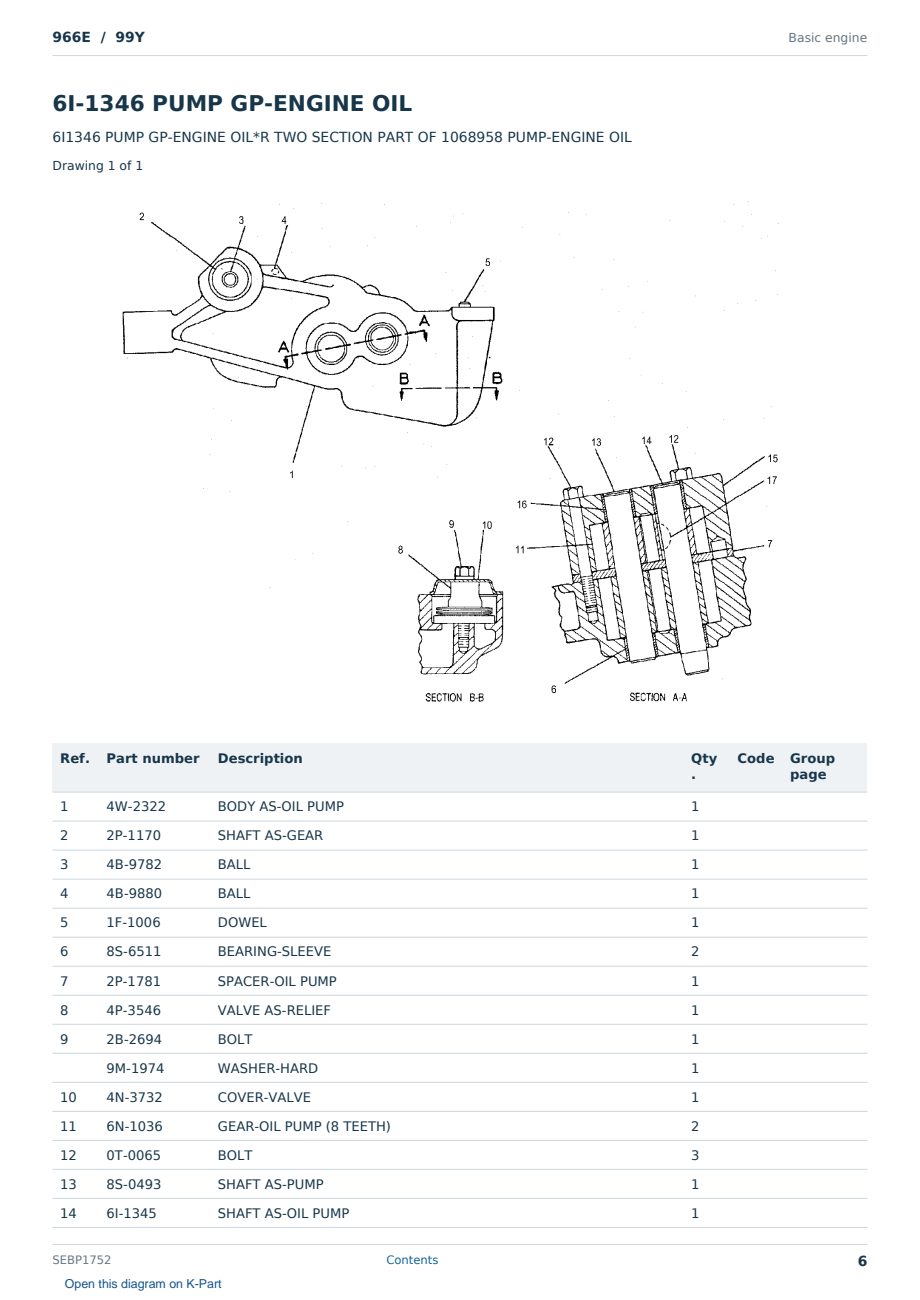 Caterpillar 966E S/N 99Y Partsbook SEBP1752 (English) - sample page 6 of 10 Caterpillar 966E S/N 99Y Partsbook SEBP1752 (English) - sample page 6 of 10