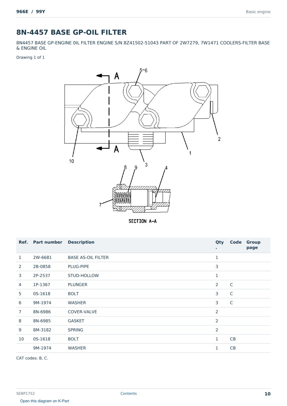 Caterpillar 966E S/N 99Y Partsbook SEBP1752 (English) - sample page 10 of 10 Caterpillar 966E S/N 99Y Partsbook SEBP1752 (English) - sample page 10 of 10