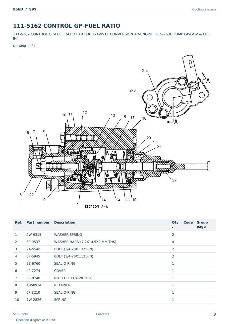 Caterpillar 966D S/N 99Y Partsbook SEBP5590 (English) - sample page 3 of 10 Caterpillar 966D S/N 99Y Partsbook SEBP5590 (English) - sample page 3 of 10