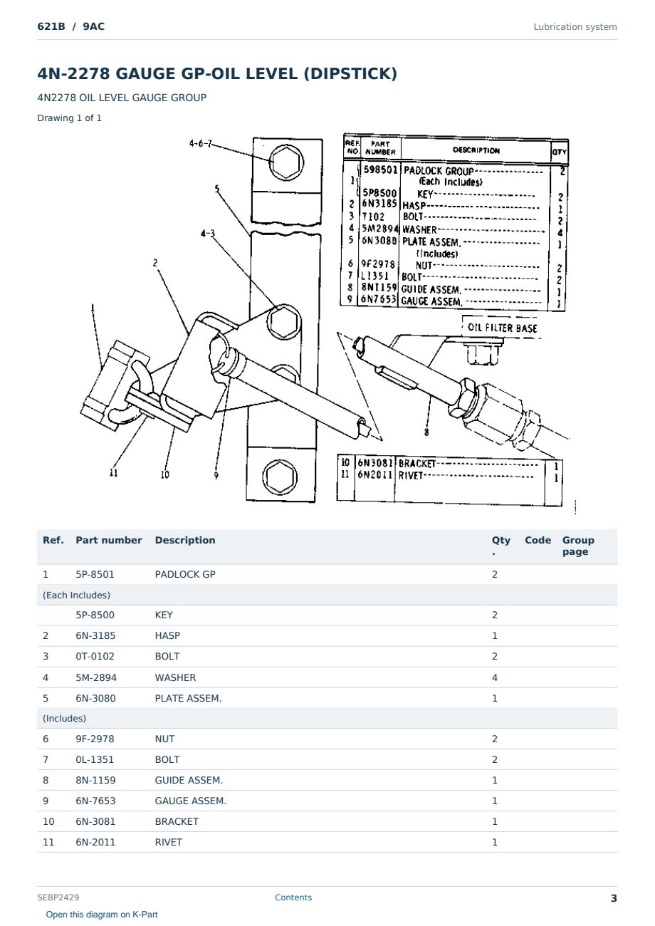 Caterpillar 621B S/N 9AC Partsbook SEBP2429 (English) - sample page 3 of 10 Caterpillar 621B S/N 9AC Partsbook SEBP2429 (English) - sample page 3 of 10