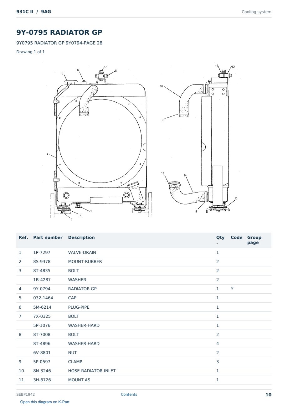Caterpillar 931C II S/N 9AG Partsbook SEBP1942 (English) - sample page 10 of 10 Caterpillar 931C II S/N 9AG Partsbook SEBP1942 (English) - sample page 10 of 10