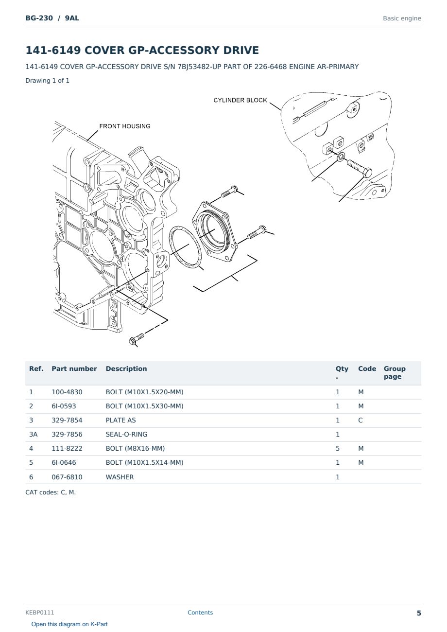 Caterpillar BG-230 S/N 9AL Partsbook KEBP0111 (English) - sample page 5 of 10 Caterpillar BG-230 S/N 9AL Partsbook KEBP0111 (English) - sample page 5 of 10