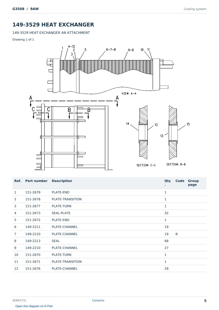 Caterpillar G3508 S/N 9AW Partsbook SEBP2731 (English) - sample page 5 of 10 Caterpillar G3508 S/N 9AW Partsbook SEBP2731 (English) - sample page 5 of 10