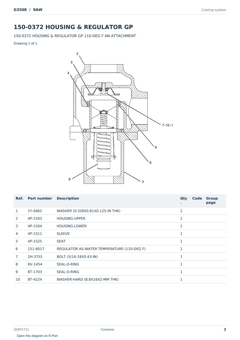 Caterpillar G3508 S/N 9AW Partsbook SEBP2731 (English) - sample page 7 of 10 Caterpillar G3508 S/N 9AW Partsbook SEBP2731 (English) - sample page 7 of 10