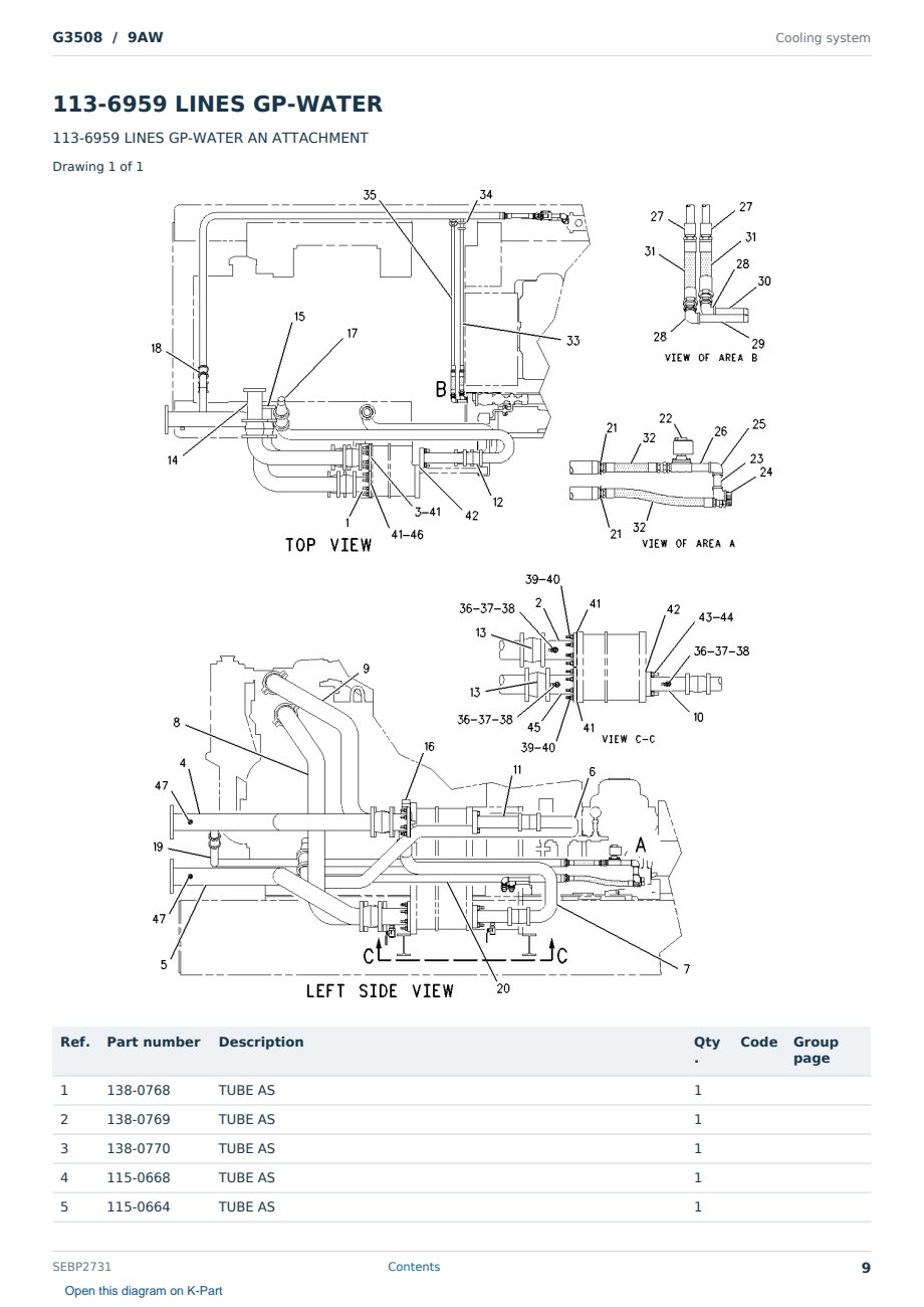Caterpillar G3508 S/N 9AW Partsbook SEBP2731 (English) - sample page 9 of 10 Caterpillar G3508 S/N 9AW Partsbook SEBP2731 (English) - sample page 9 of 10
