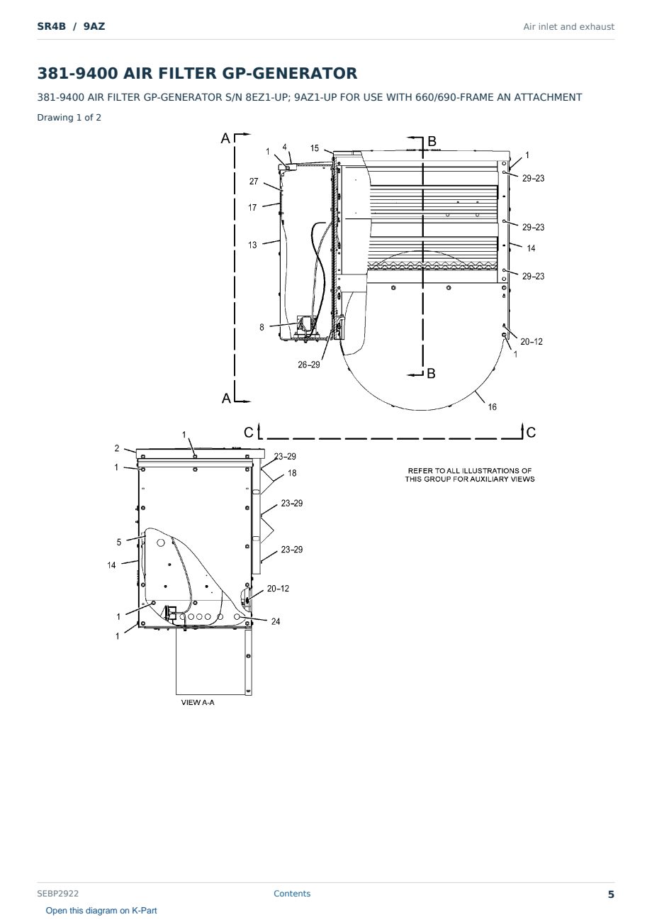 Caterpillar SR4B S/N 9AZ Partsbook SEBP2922 (English) - sample page 5 of 10 Caterpillar SR4B S/N 9AZ Partsbook SEBP2922 (English) - sample page 5 of 10
