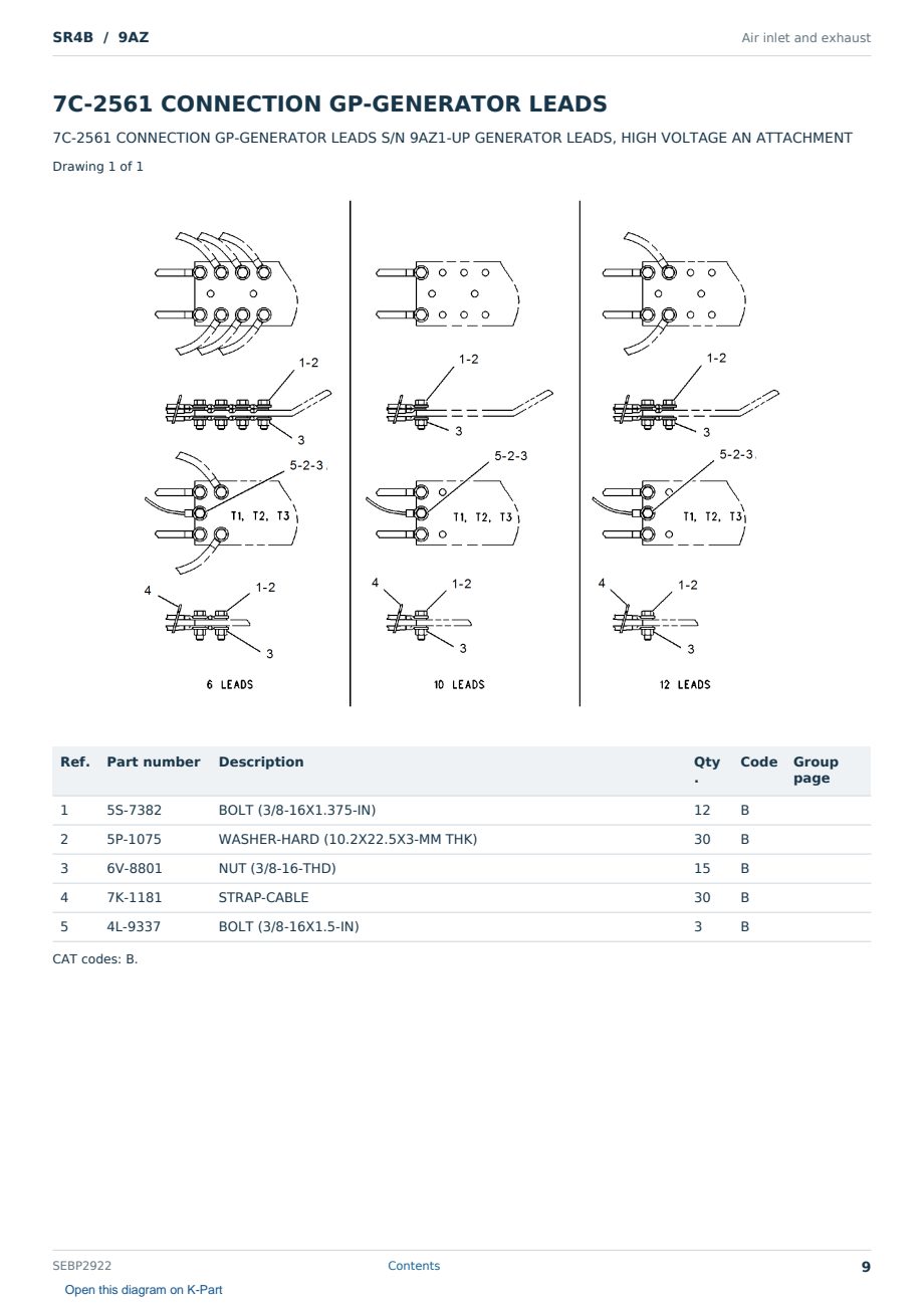 Caterpillar SR4B S/N 9AZ Partsbook SEBP2922 (English) - sample page 9 of 10 Caterpillar SR4B S/N 9AZ Partsbook SEBP2922 (English) - sample page 9 of 10