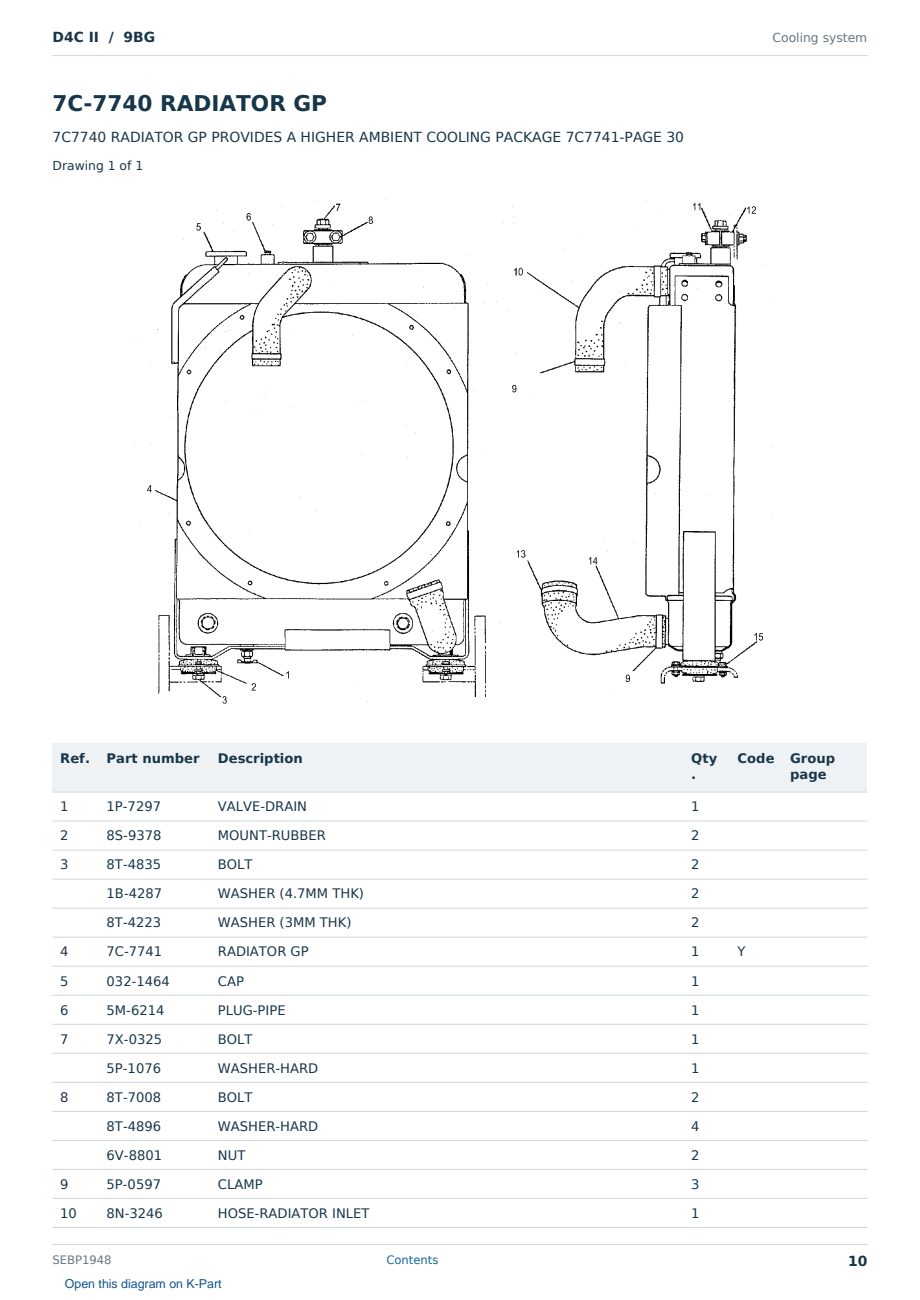 Caterpillar D4C II S/N 9BG Partsbook SEBP1948 (English) - sample page 10 of 10 Caterpillar D4C II S/N 9BG Partsbook SEBP1948 (English) - sample page 10 of 10