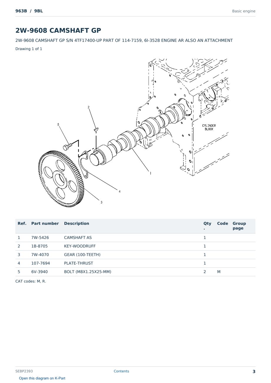 Caterpillar 963B S/N 9BL Partsbook SEBP2393 (English) - sample page 3 of 10 Caterpillar 963B S/N 9BL Partsbook SEBP2393 (English) - sample page 3 of 10