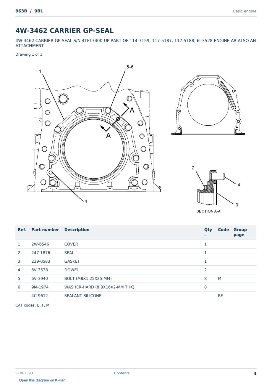 Caterpillar 963B S/N 9BL Partsbook SEBP2393 (English) - sample page 4 of 10 Caterpillar 963B S/N 9BL Partsbook SEBP2393 (English) - sample page 4 of 10