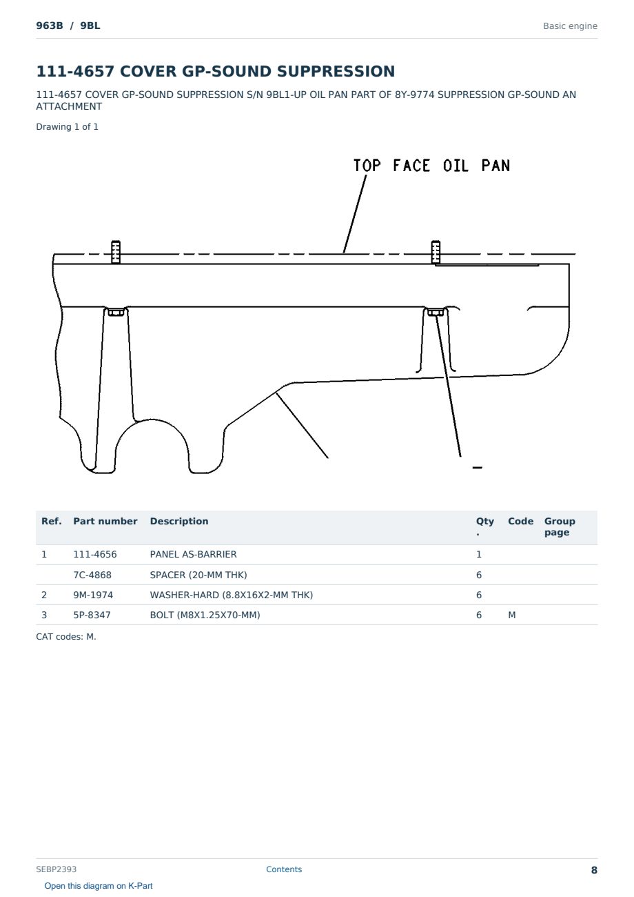 Caterpillar 963B S/N 9BL Partsbook SEBP2393 (English) - sample page 8 of 10 Caterpillar 963B S/N 9BL Partsbook SEBP2393 (English) - sample page 8 of 10