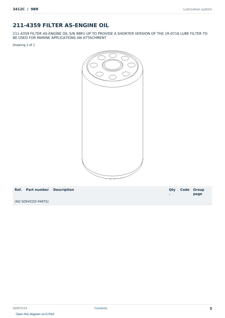 Caterpillar 3412C S/N 9BR Partsbook SEBP2524 (English) - sample page 5 of 10 Caterpillar 3412C S/N 9BR Partsbook SEBP2524 (English) - sample page 5 of 10