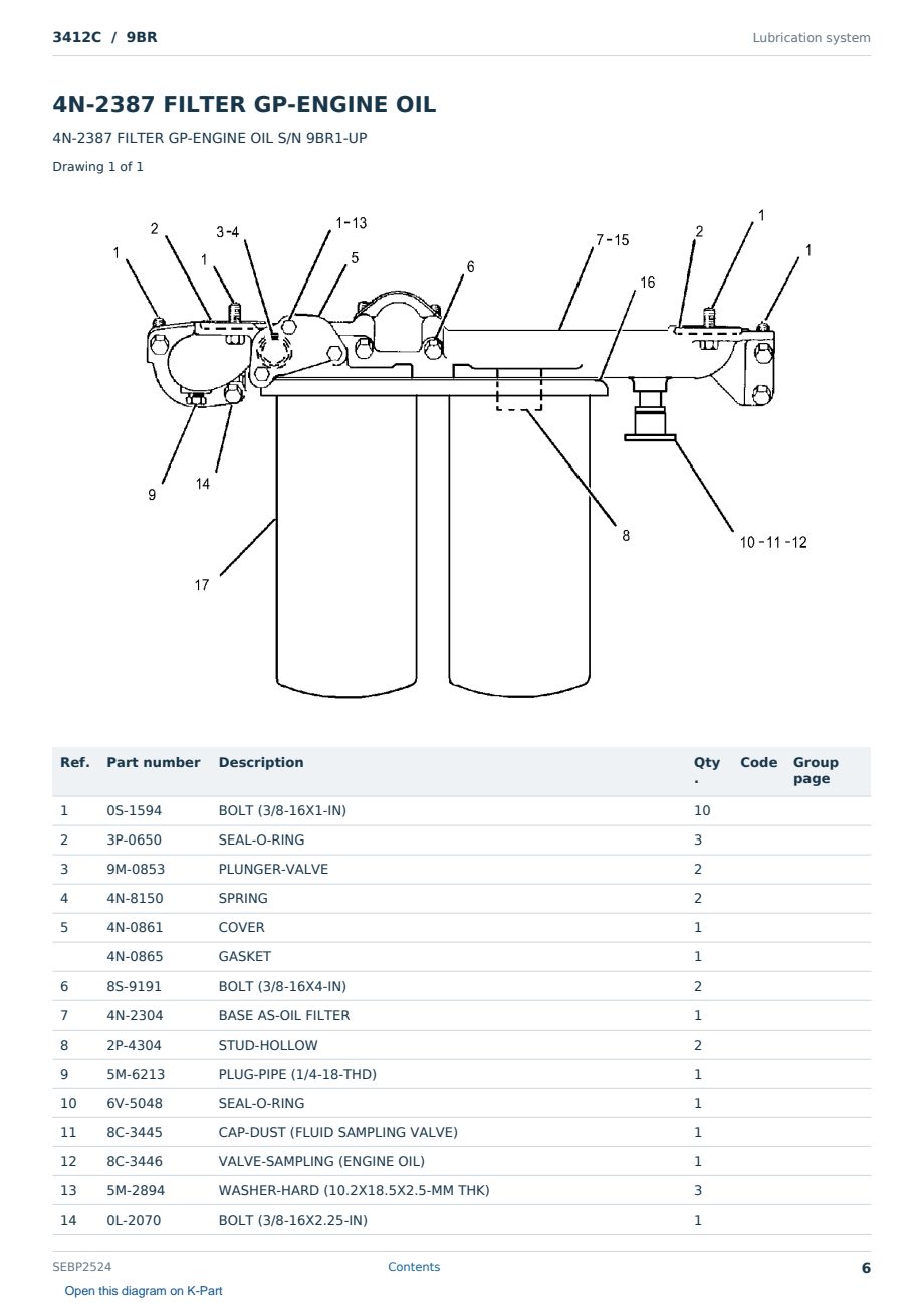 Caterpillar 3412C S/N 9BR Partsbook SEBP2524 (English) - sample page 6 of 10 Caterpillar 3412C S/N 9BR Partsbook SEBP2524 (English) - sample page 6 of 10