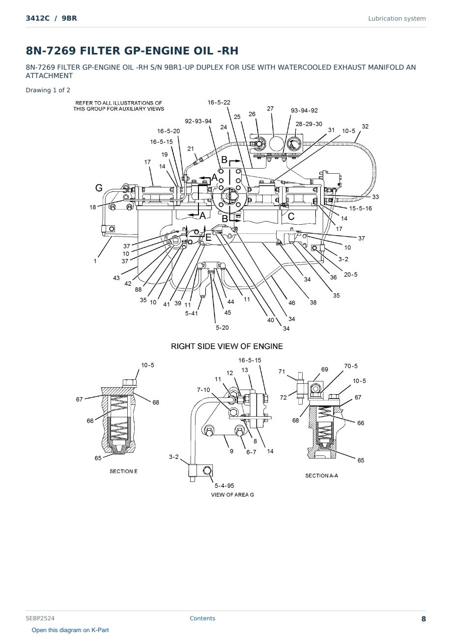 Caterpillar 3412C S/N 9BR Partsbook SEBP2524 (English) - sample page 8 of 10 Caterpillar 3412C S/N 9BR Partsbook SEBP2524 (English) - sample page 8 of 10