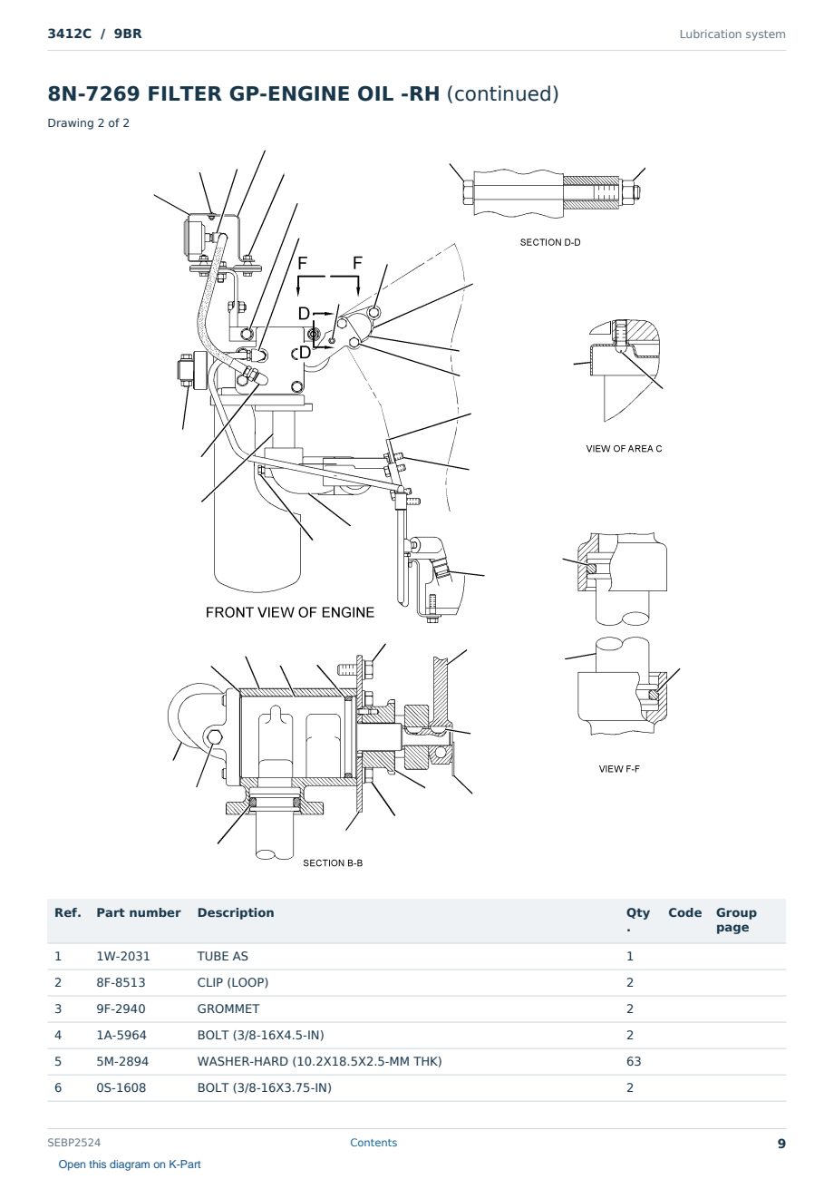 Caterpillar 3412C S/N 9BR Partsbook SEBP2524 (English) - sample page 9 of 10 Caterpillar 3412C S/N 9BR Partsbook SEBP2524 (English) - sample page 9 of 10