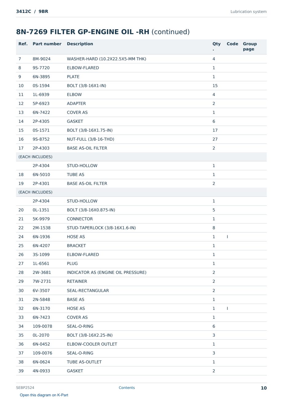 Caterpillar 3412C S/N 9BR Partsbook SEBP2524 (English) - sample page 10 of 10 Caterpillar 3412C S/N 9BR Partsbook SEBP2524 (English) - sample page 10 of 10