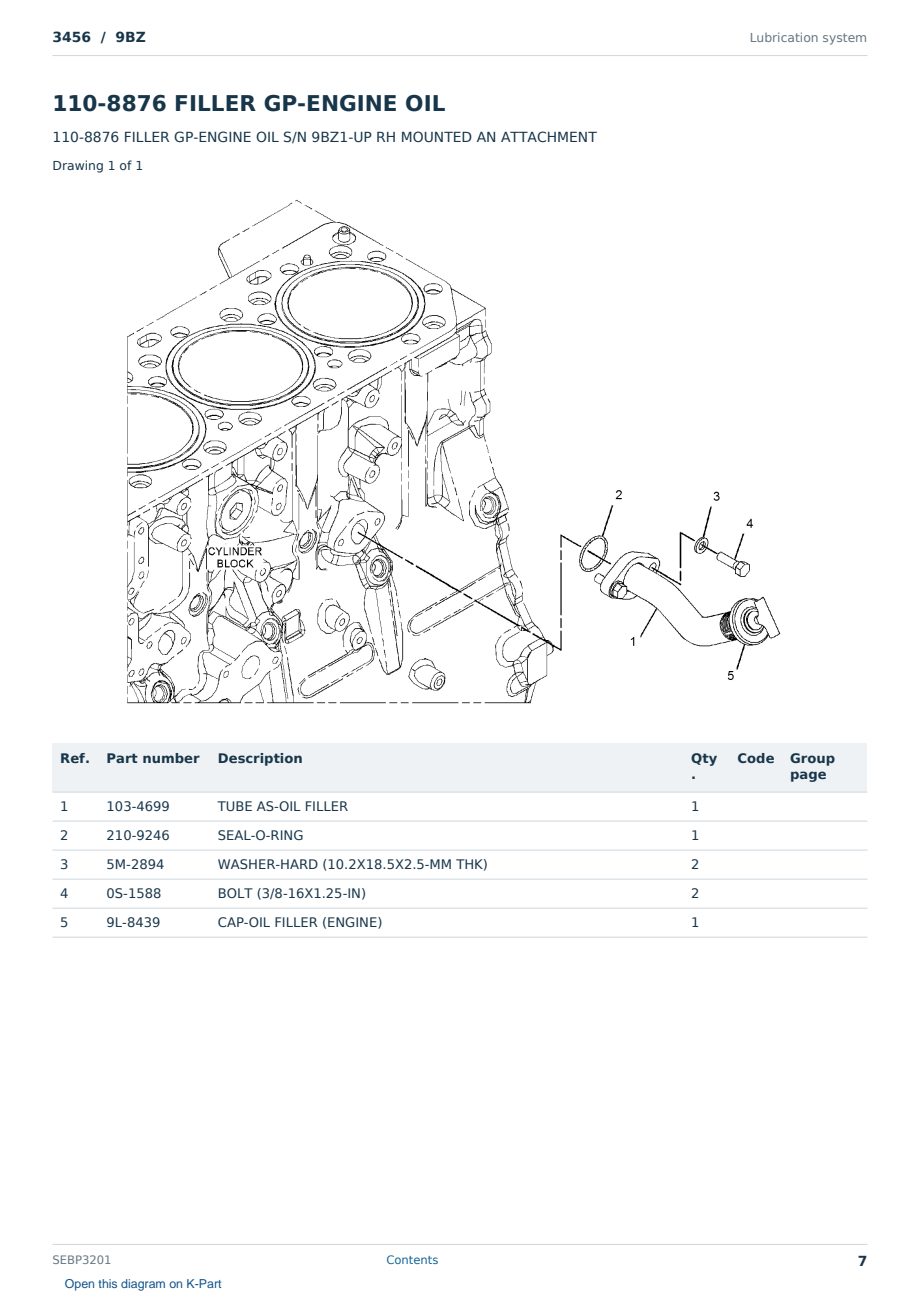 Caterpillar 3456 S/N 9BZ Partsbook SEBP3201 (English) - sample page 7 of 10 Caterpillar 3456 S/N 9BZ Partsbook SEBP3201 (English) - sample page 7 of 10