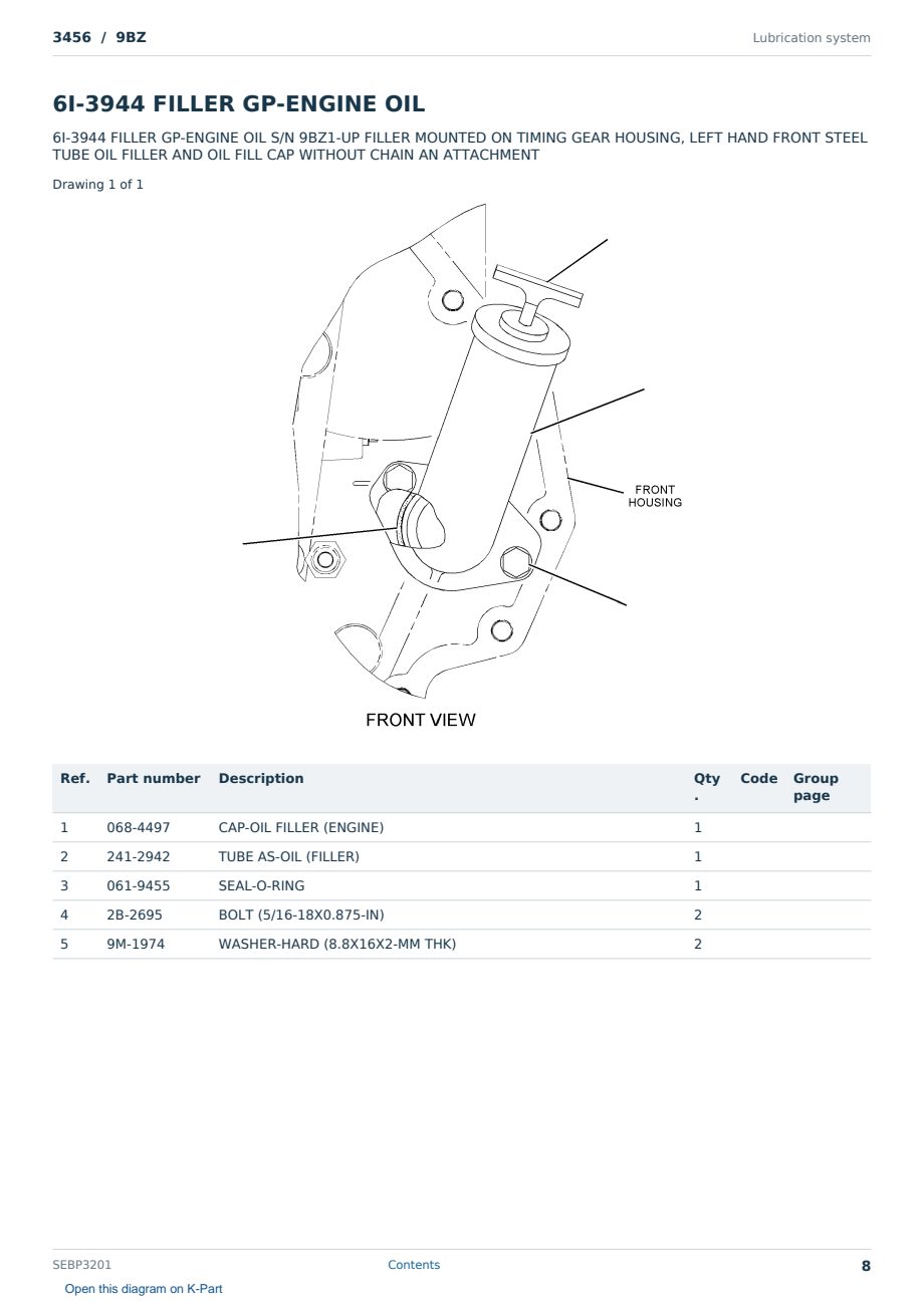 Caterpillar 3456 S/N 9BZ Partsbook SEBP3201 (English) - sample page 8 of 10 Caterpillar 3456 S/N 9BZ Partsbook SEBP3201 (English) - sample page 8 of 10