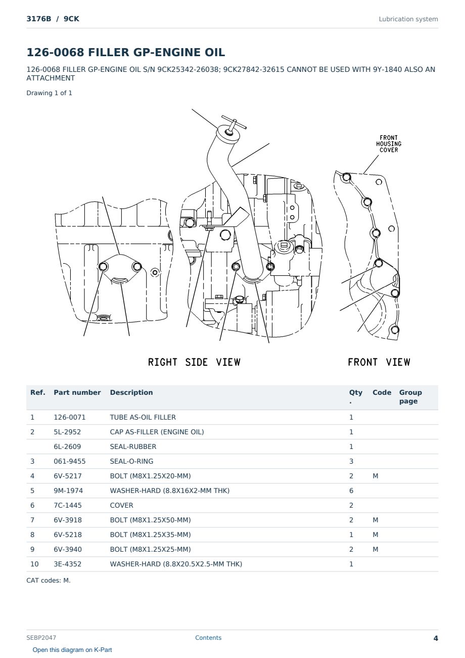 Caterpillar 3176B S/N 9CK Partsbook SEBP2047 (English) - sample page 4 of 10 Caterpillar 3176B S/N 9CK Partsbook SEBP2047 (English) - sample page 4 of 10