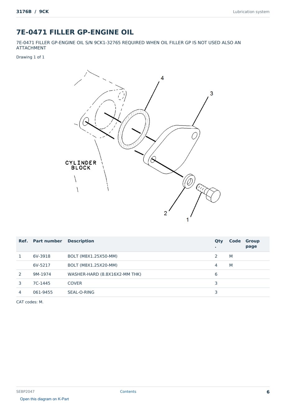 Caterpillar 3176B S/N 9CK Partsbook SEBP2047 (English) - sample page 6 of 10 Caterpillar 3176B S/N 9CK Partsbook SEBP2047 (English) - sample page 6 of 10
