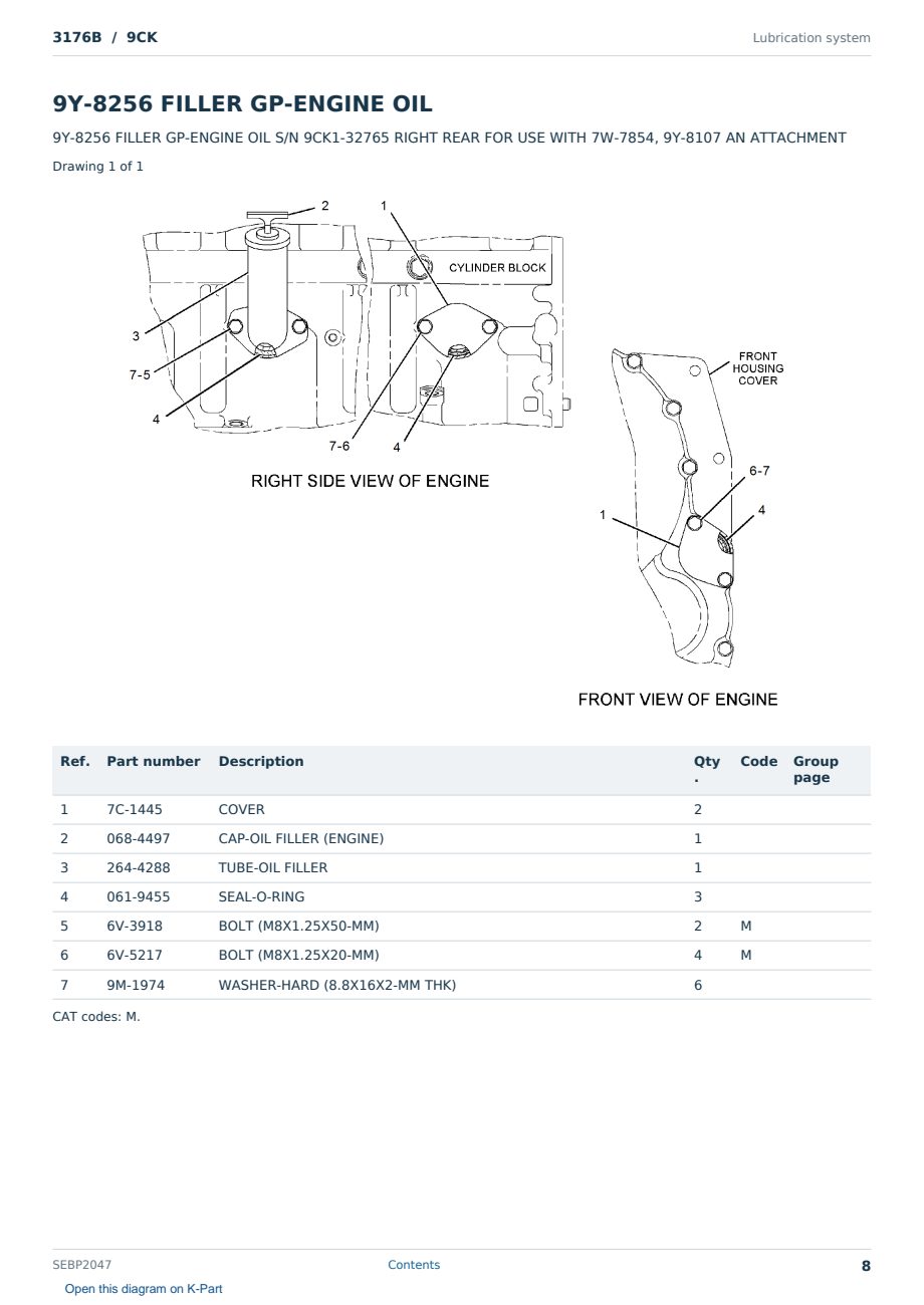 Caterpillar 3176B S/N 9CK Partsbook SEBP2047 (English) - sample page 8 of 10 Caterpillar 3176B S/N 9CK Partsbook SEBP2047 (English) - sample page 8 of 10