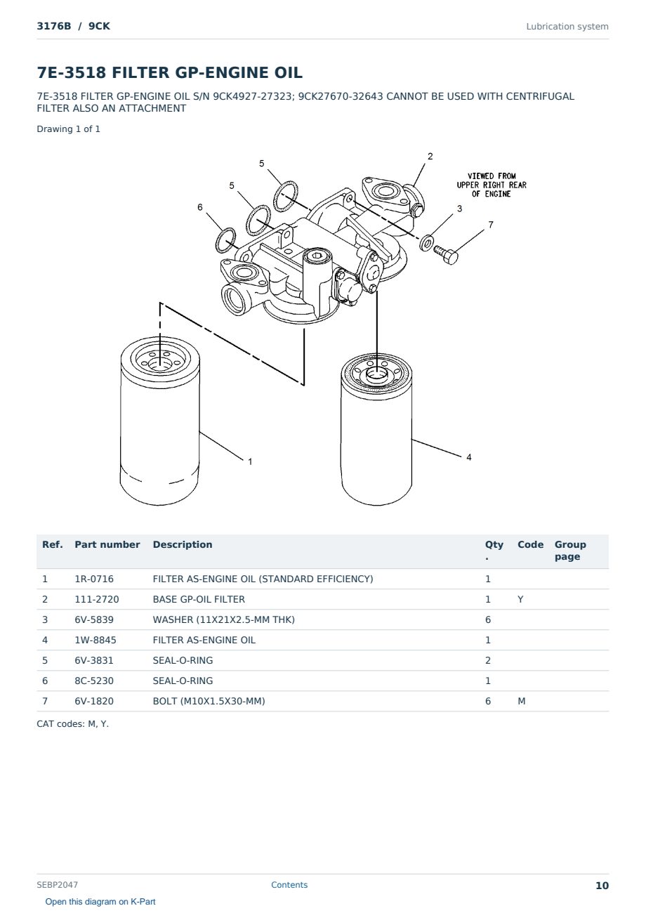 Caterpillar 3176B S/N 9CK Partsbook SEBP2047 (English) - sample page 10 of 10 Caterpillar 3176B S/N 9CK Partsbook SEBP2047 (English) - sample page 10 of 10