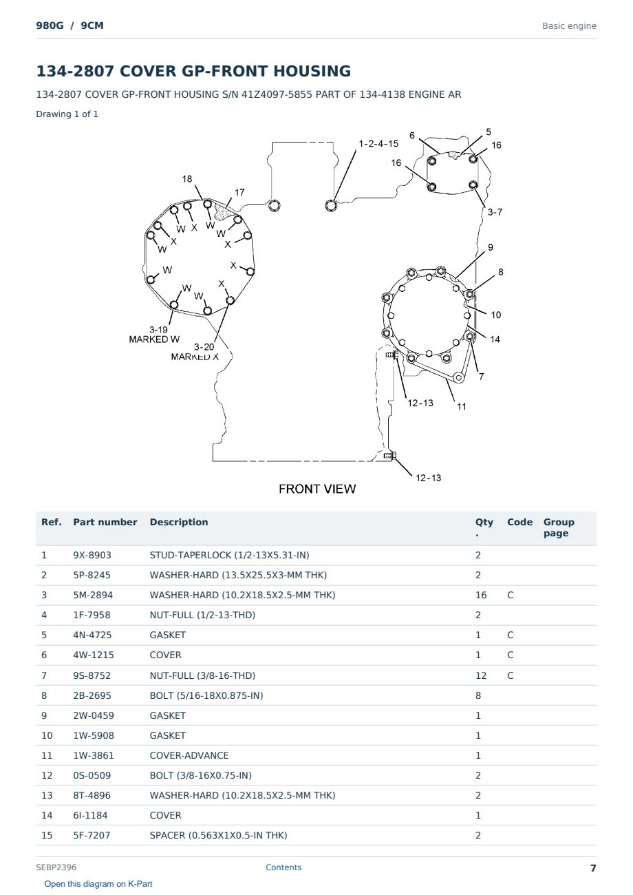 Caterpillar 980G S/N 9CM Partsbook SEBP2396 (English) - sample page 7 of 10 Caterpillar 980G S/N 9CM Partsbook SEBP2396 (English) - sample page 7 of 10