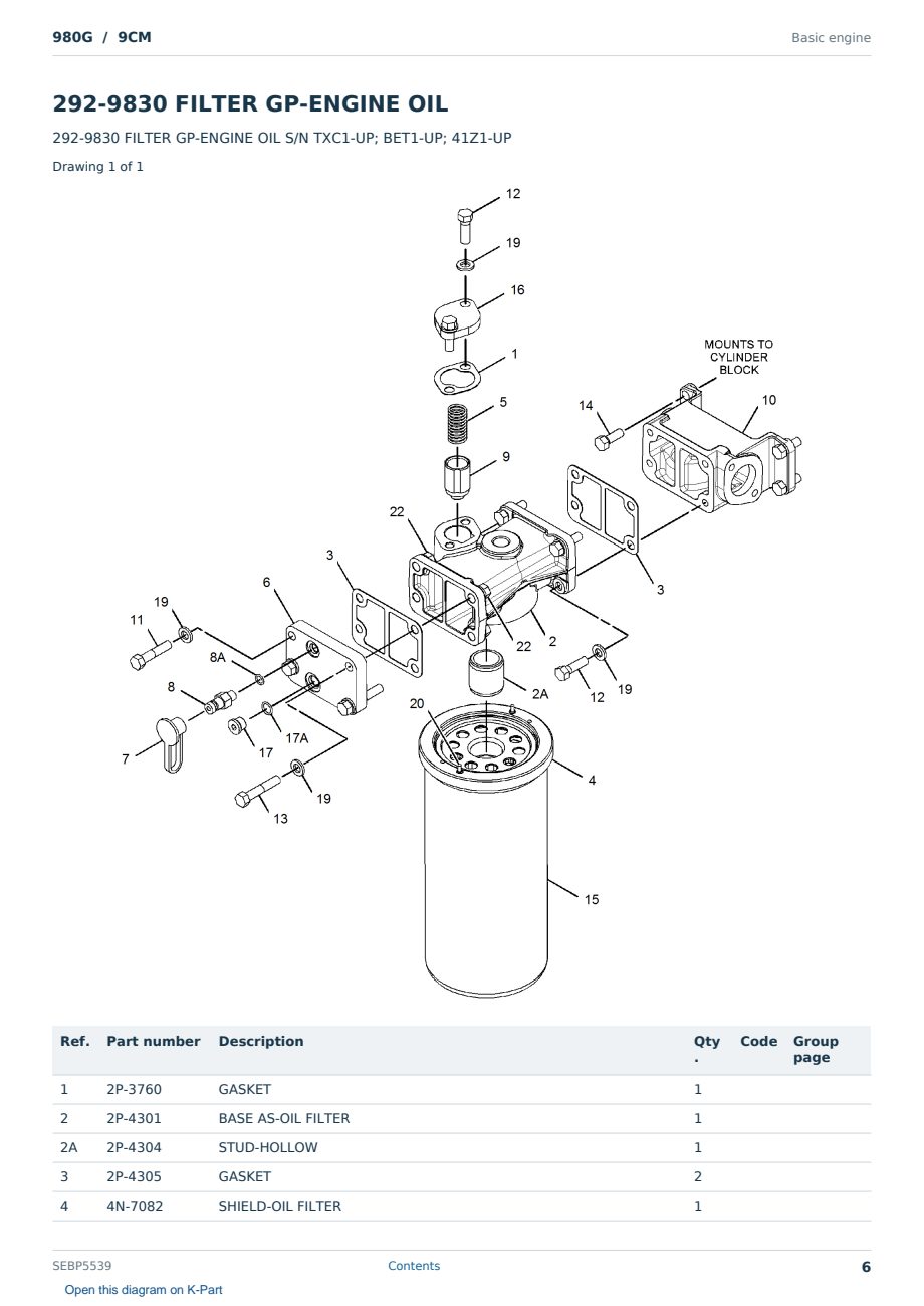 Caterpillar 980G S/N 9CM Partsbook SEBP5539 (English) - sample page 6 of 10 Caterpillar 980G S/N 9CM Partsbook SEBP5539 (English) - sample page 6 of 10